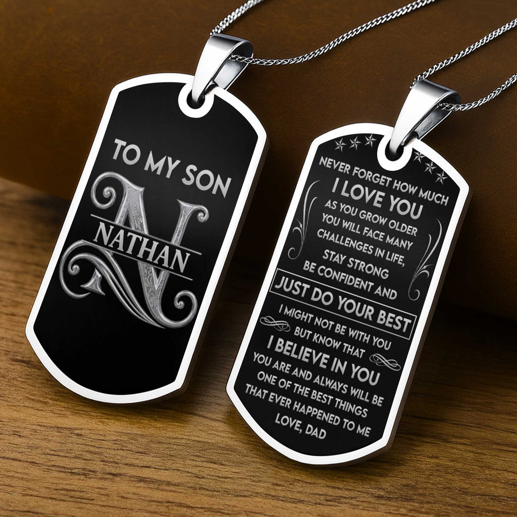 Personalized Stainless Steel Dog Tag Necklace Gift for Son Dog Tag Necklace GradoCreations