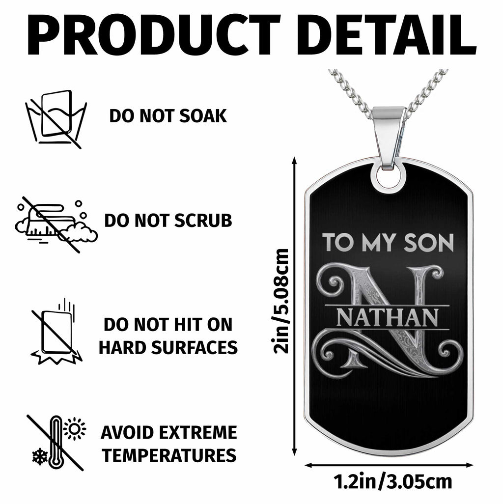 Personalized Stainless Steel Dog Tag Necklace Gift for Son Dog Tag Necklace GradoCreations