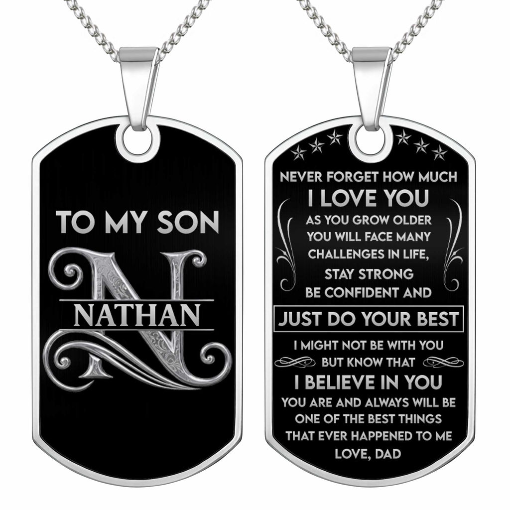 Personalized Stainless Steel Dog Tag Necklace Gift for Son Dog Tag Necklace GradoCreations