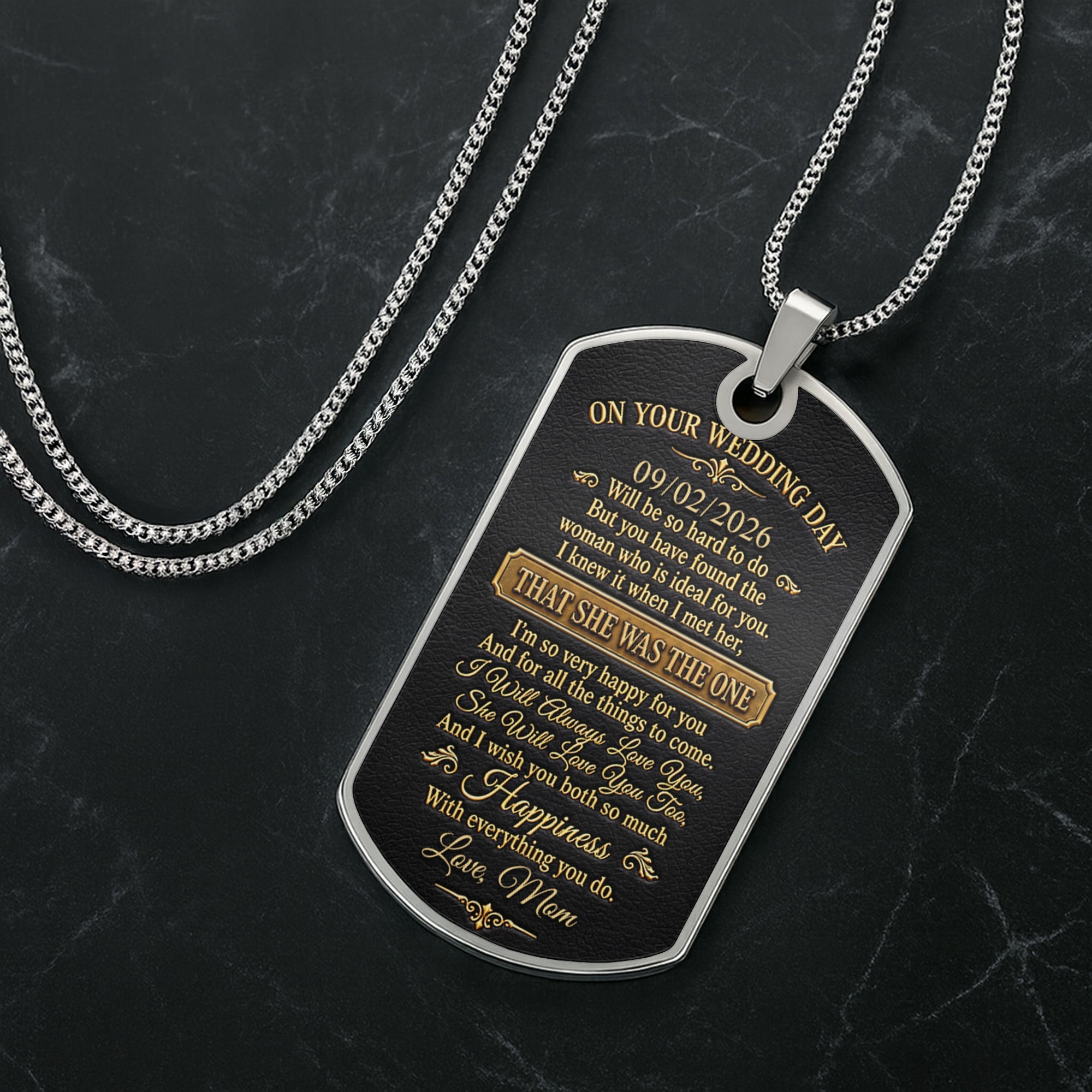Personalized Dog Tag Necklace Custom Name Gift for Son Wedding Day Dog Tag Necklace GradoCreations