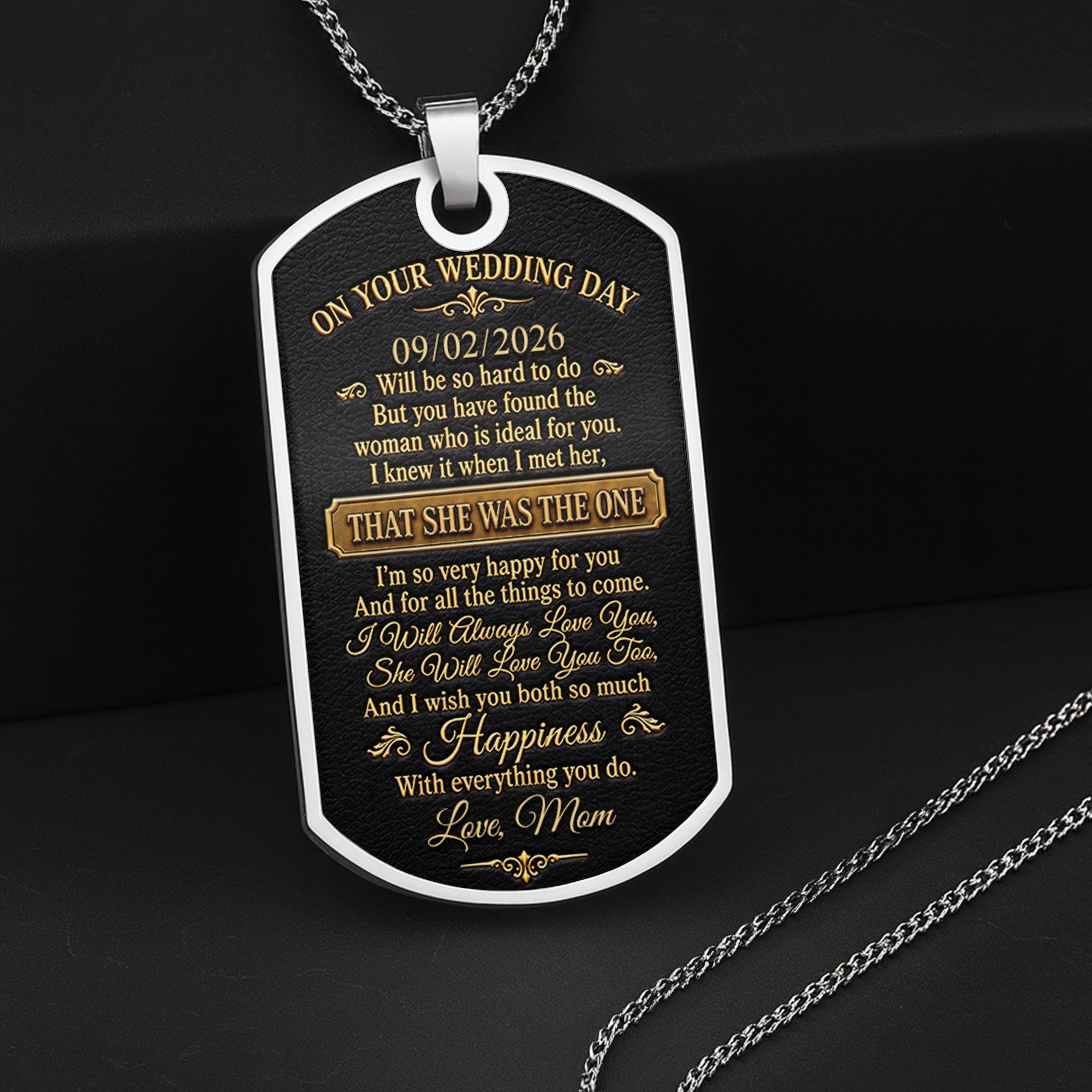 Personalized Dog Tag Necklace Custom Name Gift for Son Wedding Day Dog Tag Necklace GradoCreations