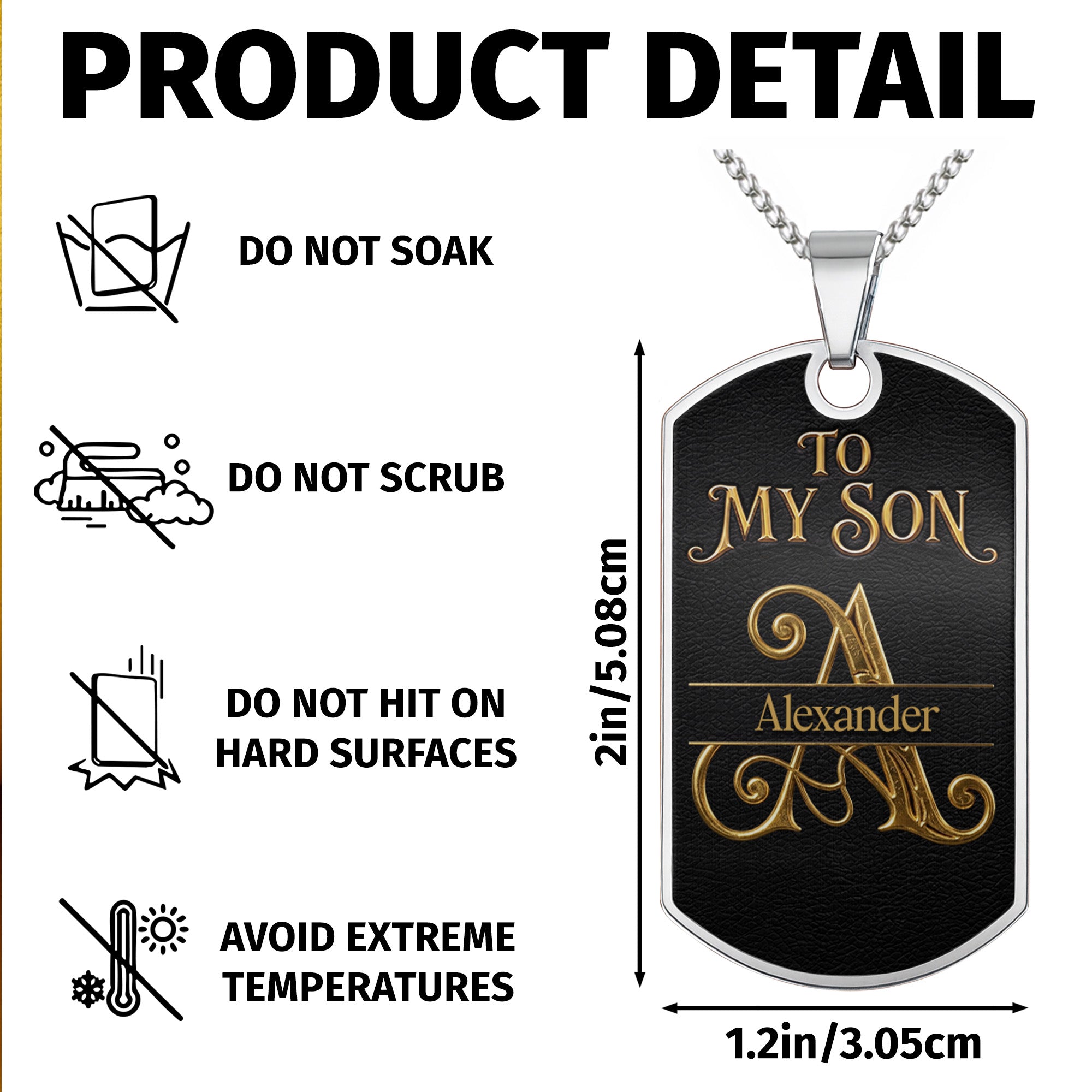 Personalized Dog Tag Necklace Custom Name Gift for Son Wedding Day Dog Tag Necklace GradoCreations