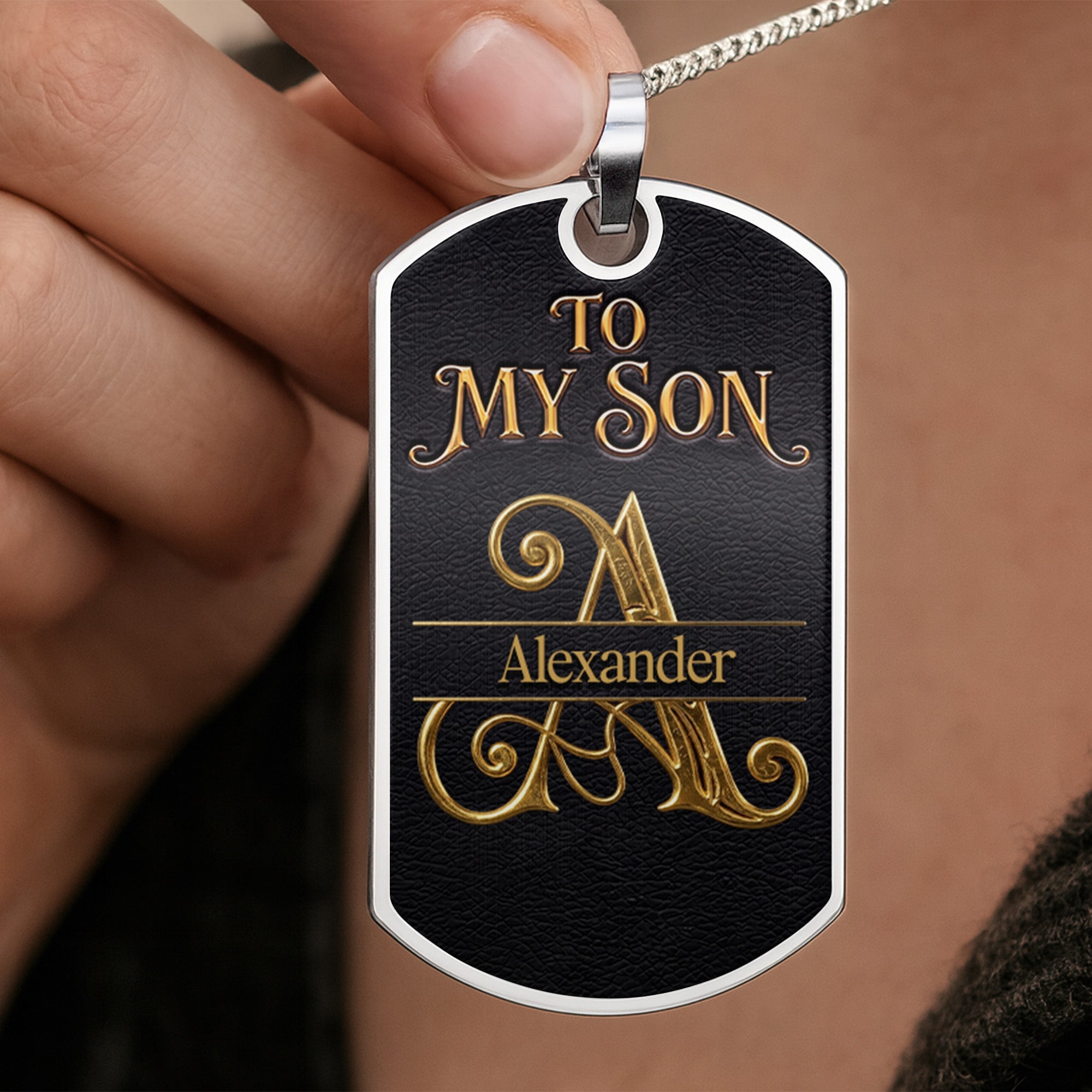 Personalized Stainless Steel Dog Tag Necklace for Son Wedding Day Gift Dog Tag Necklace GradoCreations