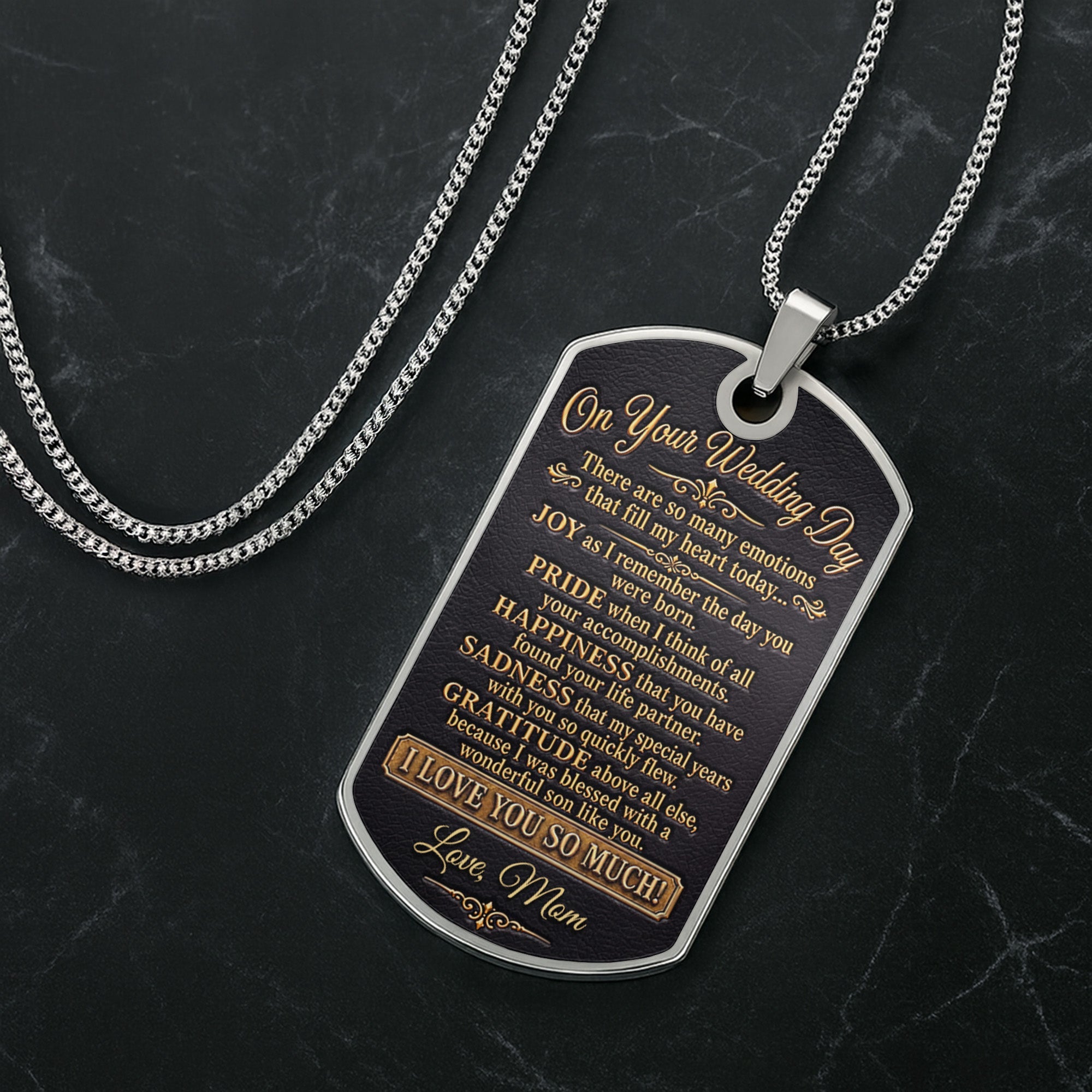 Personalized Stainless Steel Dog Tag Necklace for Son Wedding Day Gift Dog Tag Necklace GradoCreations