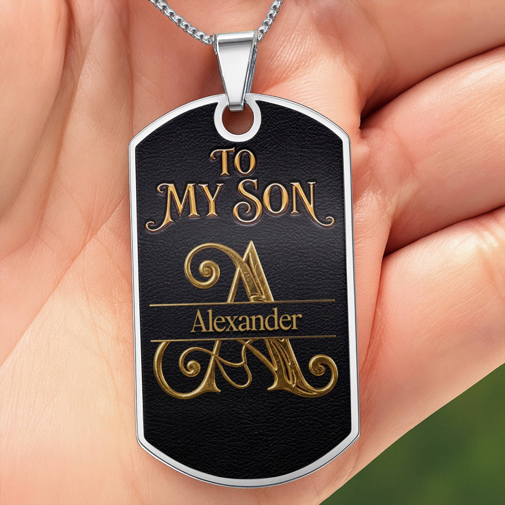 Personalized Stainless Steel Dog Tag Necklace for Son Wedding Day Gift Dog Tag Necklace GradoCreations