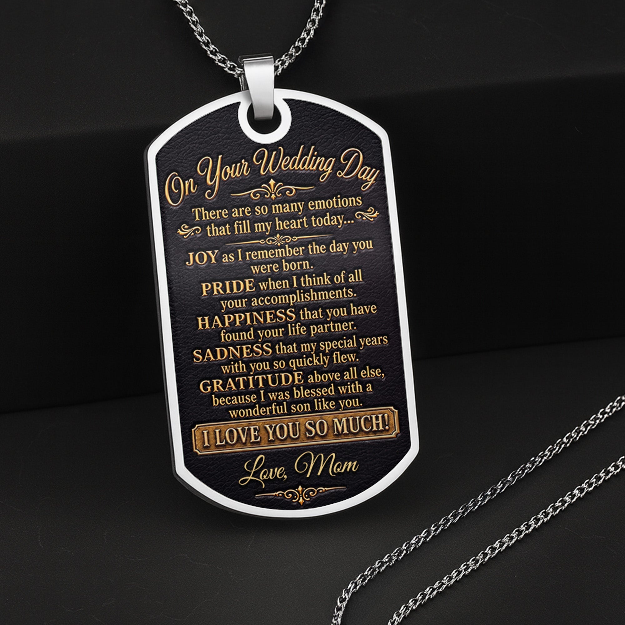 Personalized Stainless Steel Dog Tag Necklace for Son Wedding Day Gift Dog Tag Necklace GradoCreations