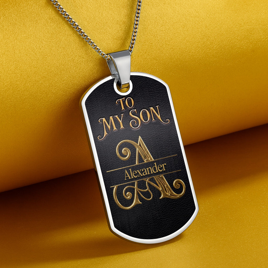 Personalized Stainless Steel Dog Tag Necklace for Son Wedding Day Gift Dog Tag Necklace GradoCreations