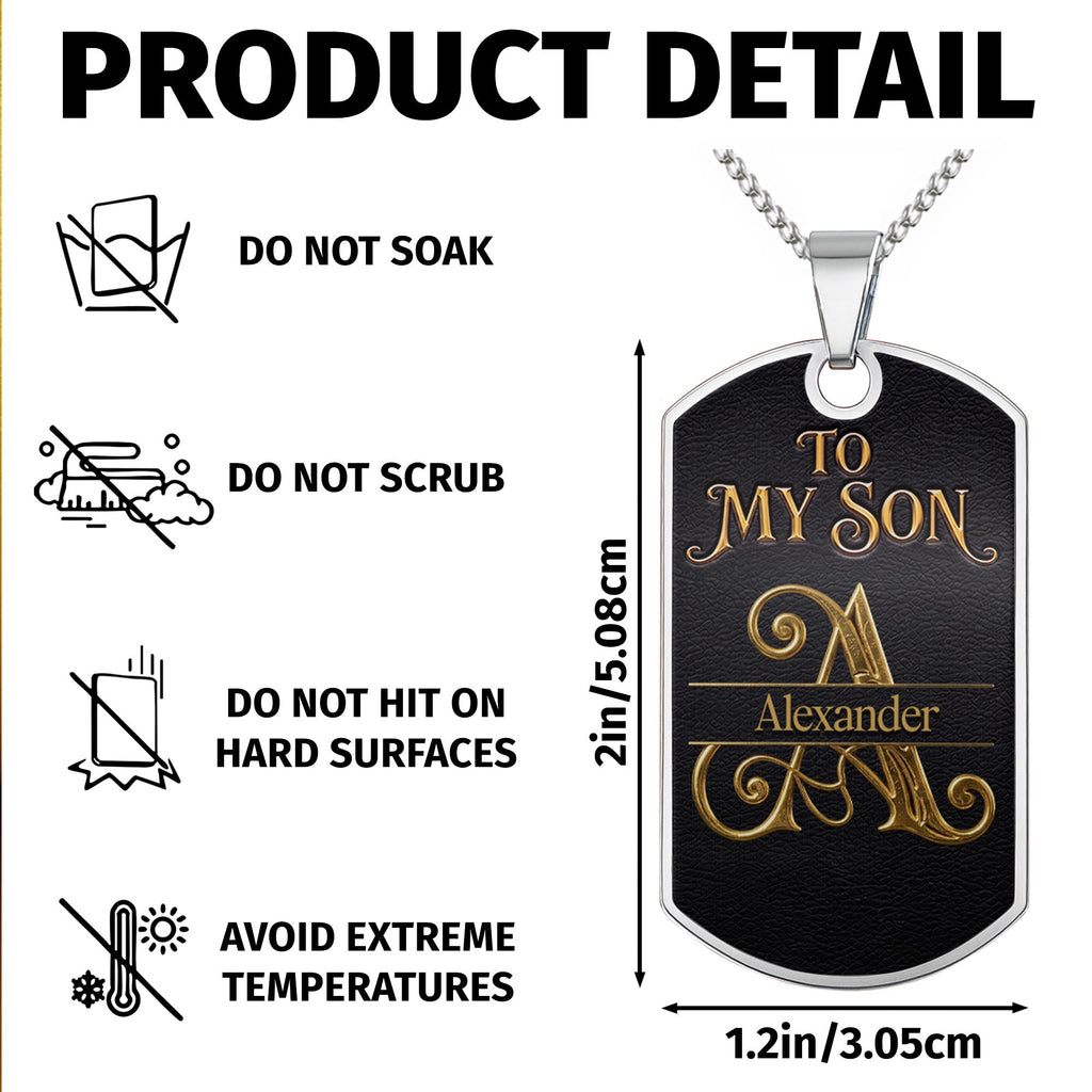 Personalized Stainless Steel Dog Tag Necklace for Son Wedding Day Gift Dog Tag Necklace GradoCreations