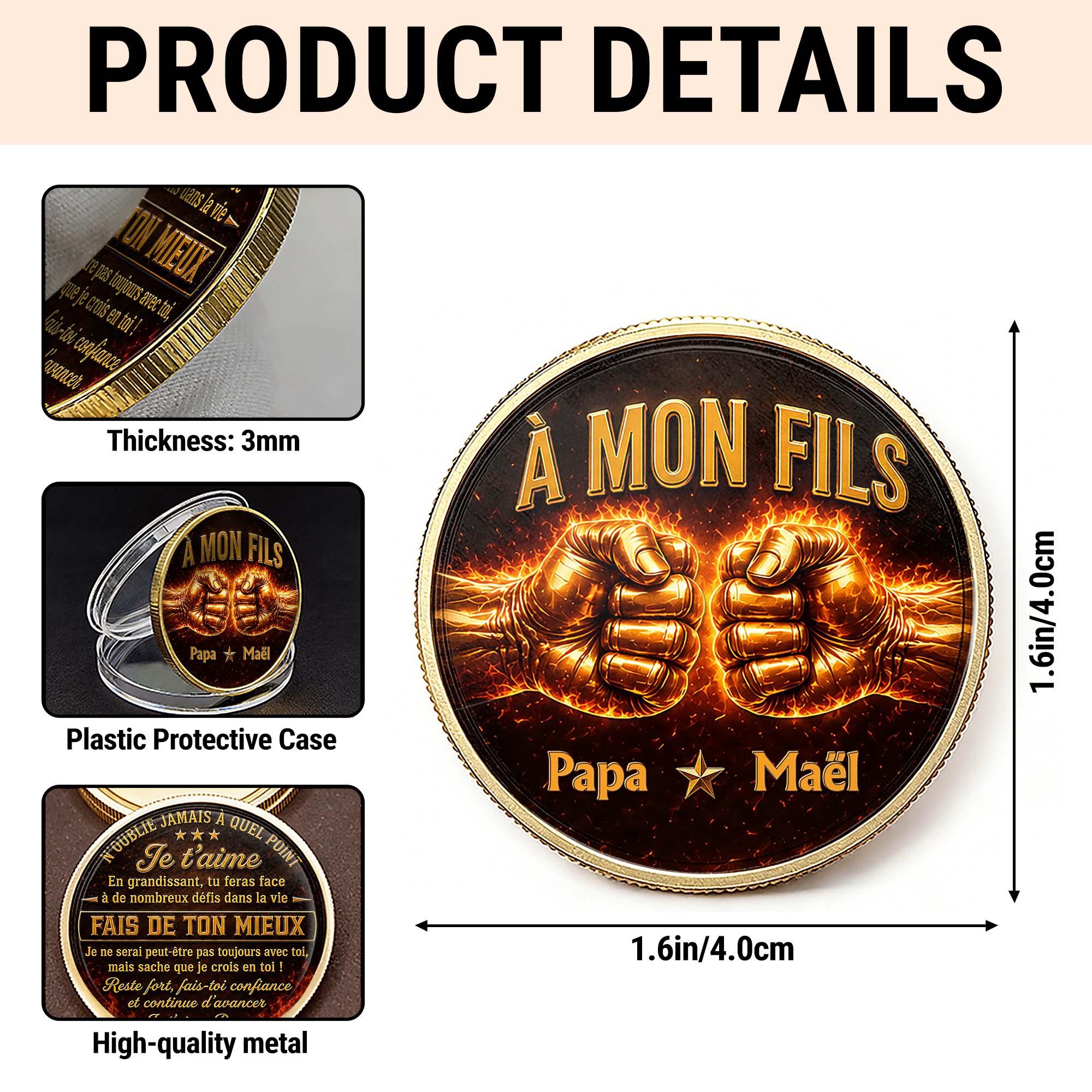 Personalized Commemorative Coin Custom Name Gift for Son Commemorative Coin GradoCreations