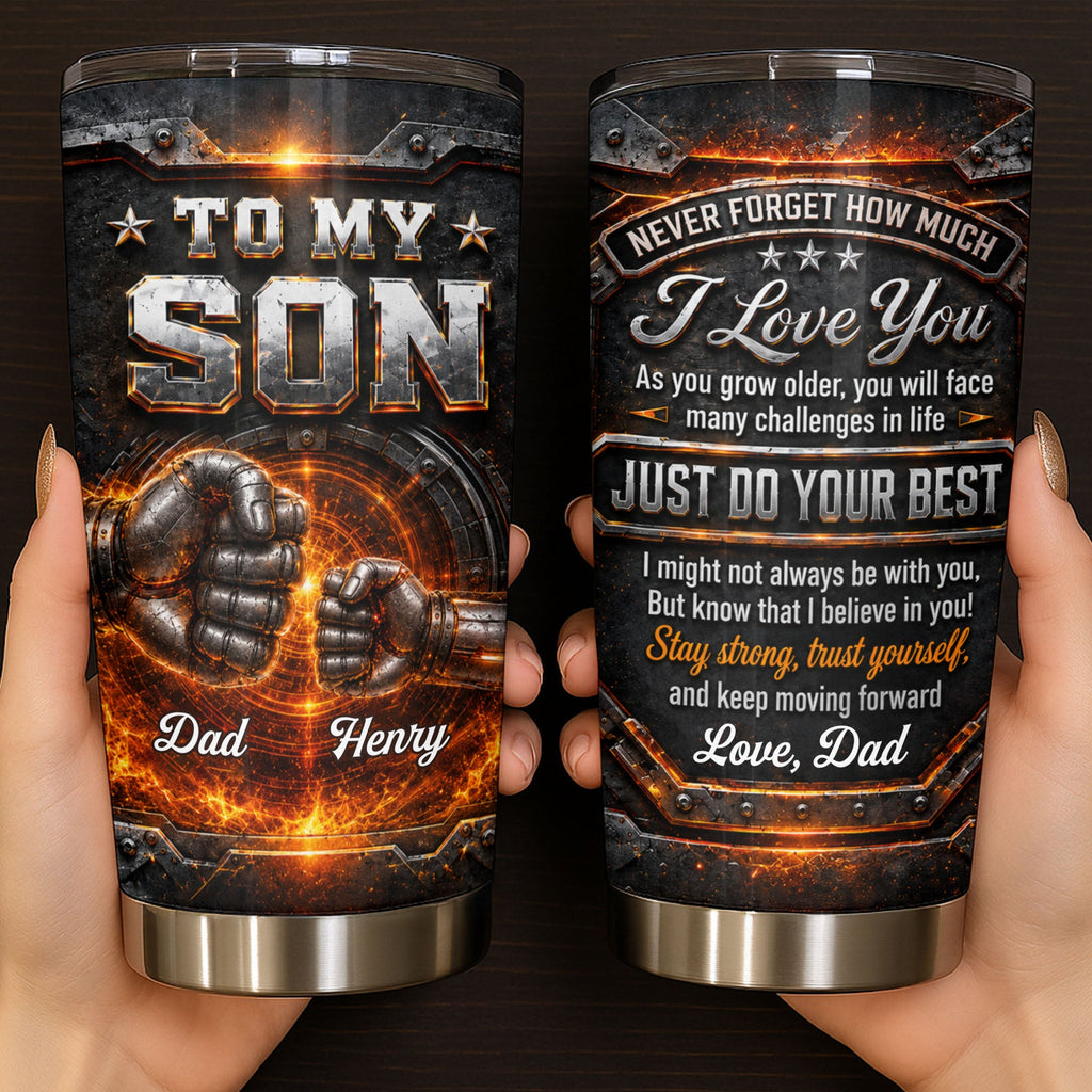 Personalized 20oz Stainless Steel Tumbler for Son Love Note Gift 20oz Tumbler GradoCreations