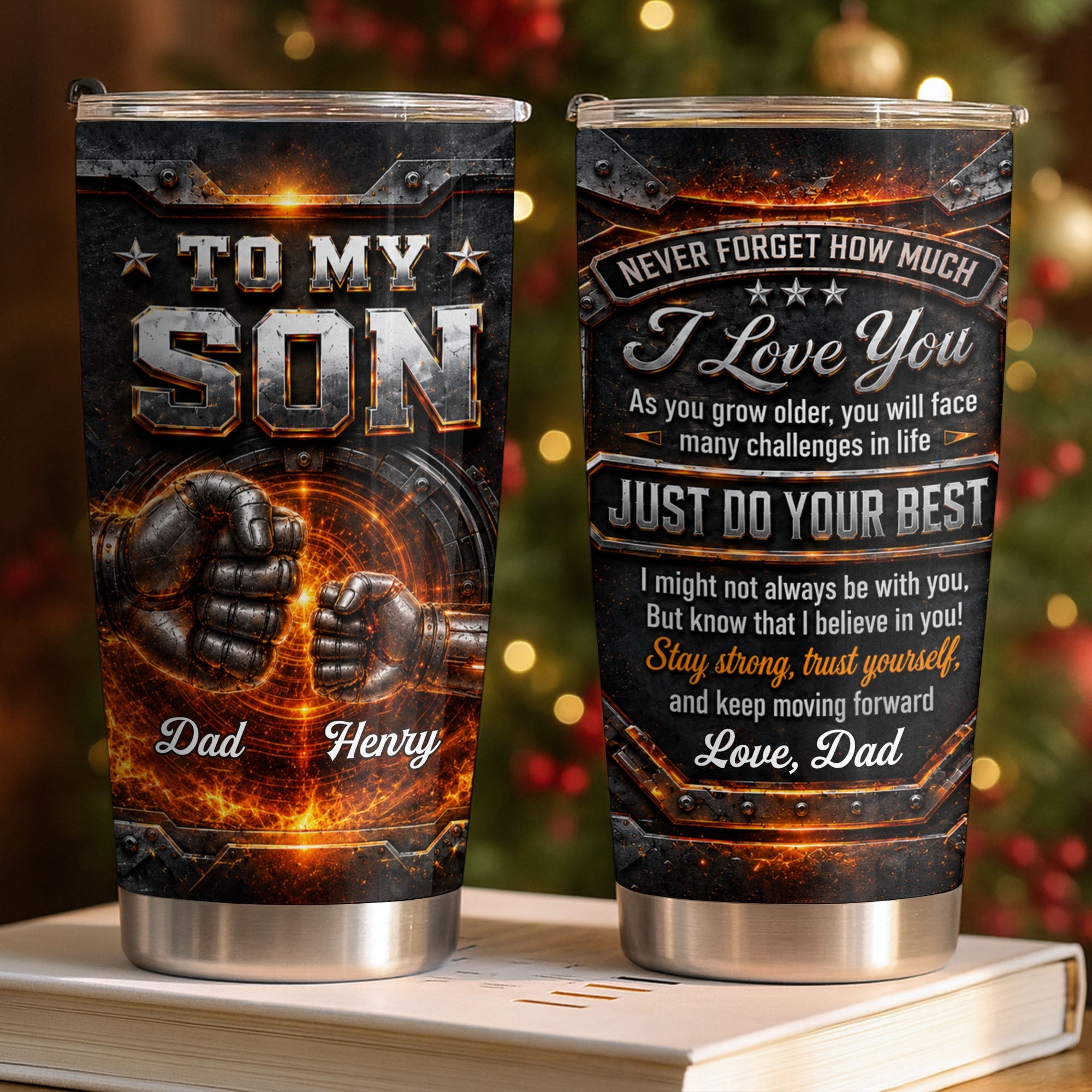 Personalized 20oz Stainless Steel Tumbler for Son Love Note Gift 20oz Tumbler GradoCreations