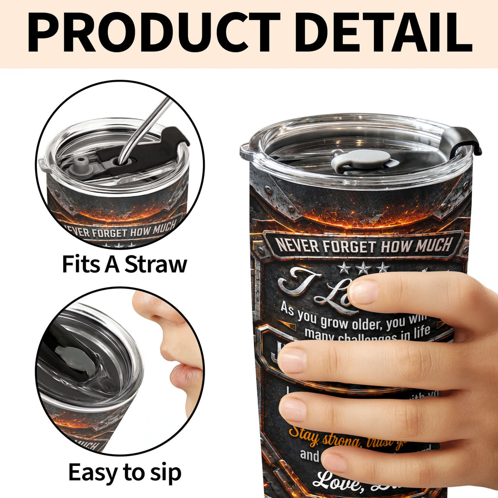 Personalized 20oz Stainless Steel Tumbler for Son Love Note Gift 20oz Tumbler GradoCreations