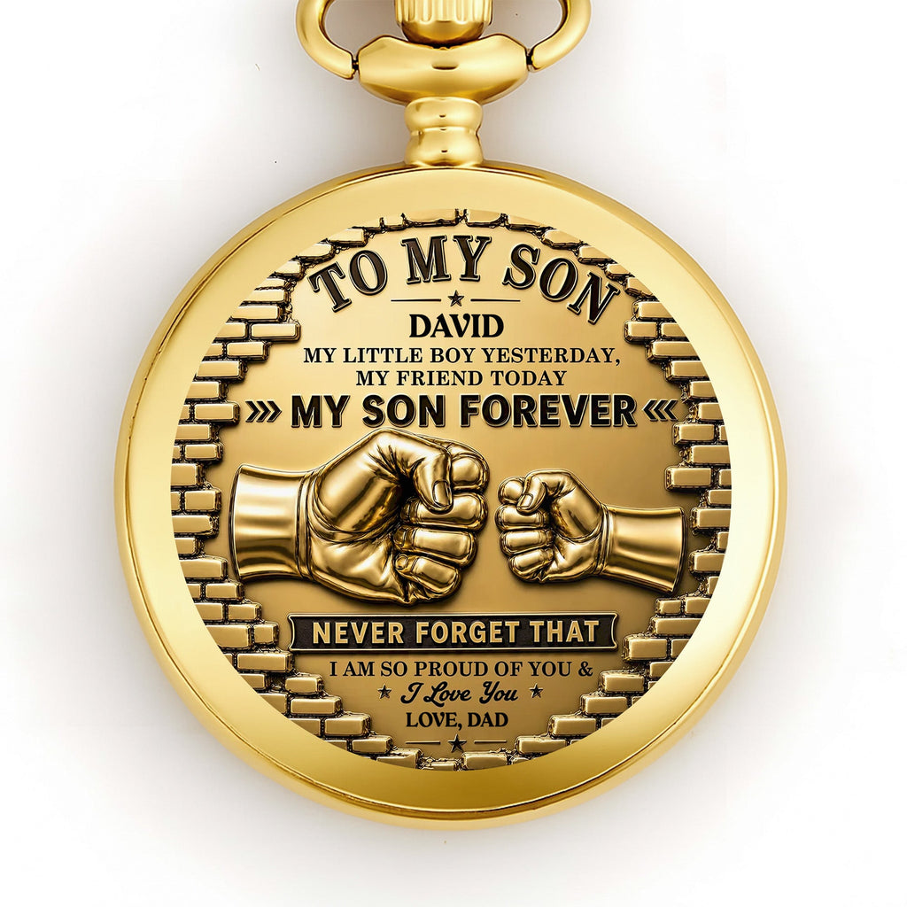 Personalized Gold Pocket Watch Custom Name Gift for Son Pocket Watch GradoCreations