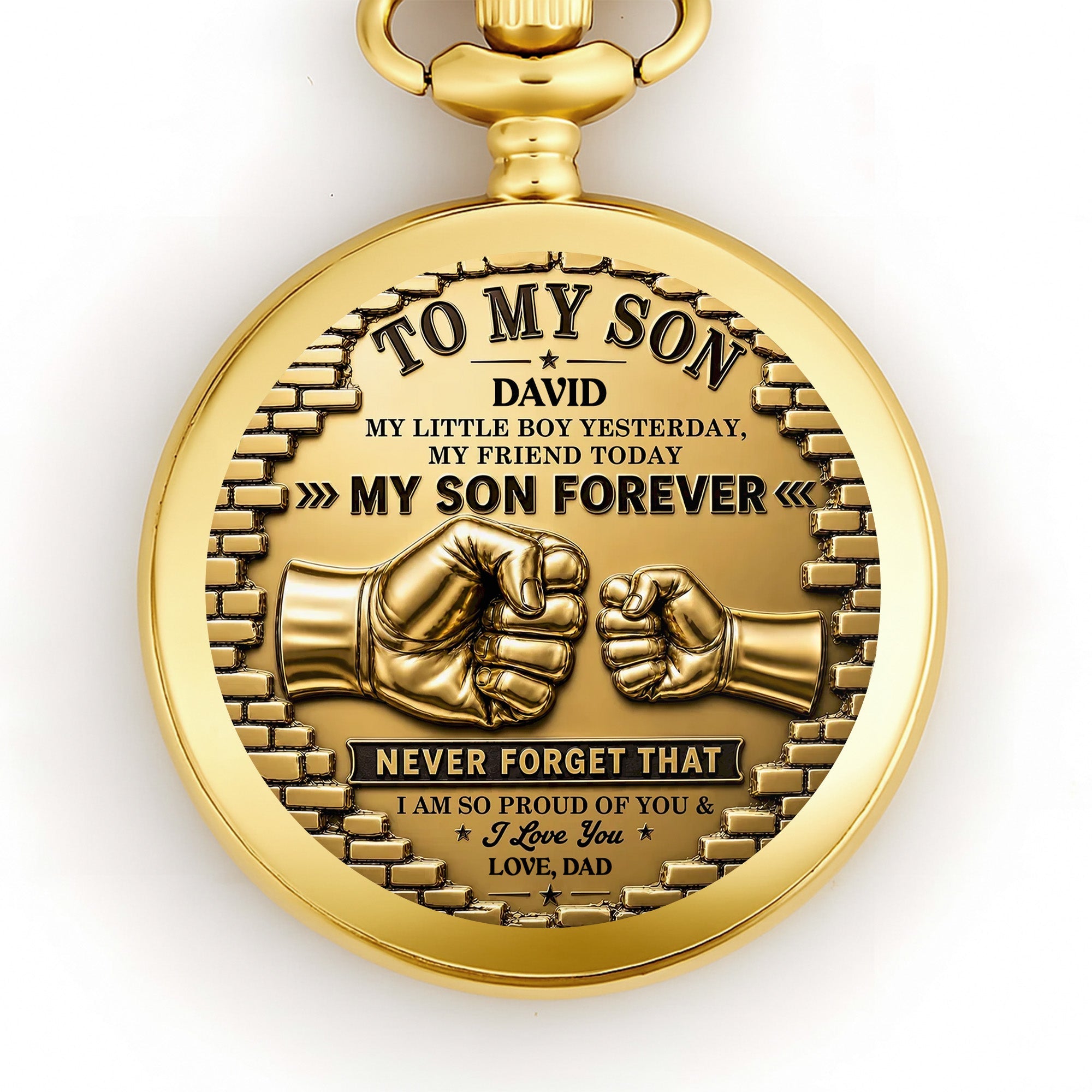 Personalized Gold Pocket Watch Custom Name Gift for Son Pocket Watch GradoCreations