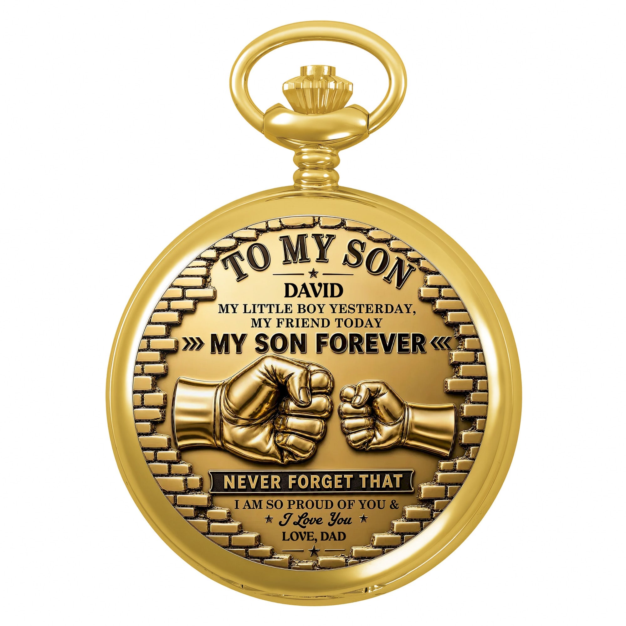 Personalized Gold Pocket Watch Custom Name Gift for Son Pocket Watch GradoCreations