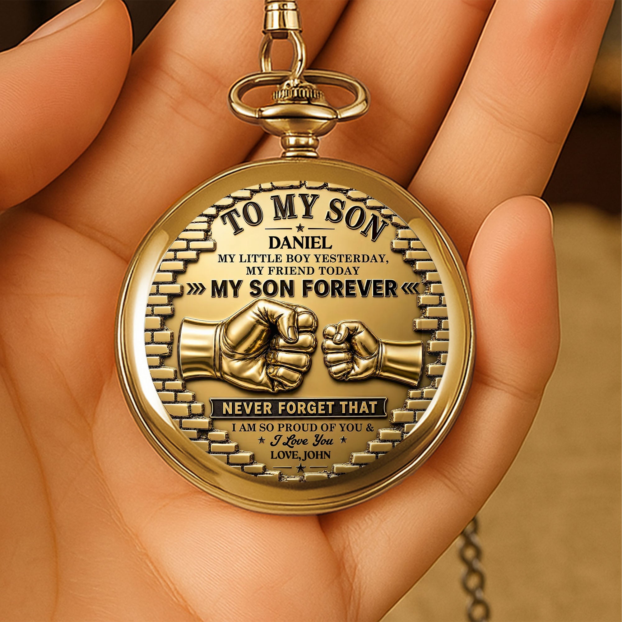 Personalized Gold Pocket Watch Custom Name Gift for Son Pocket Watch GradoCreations