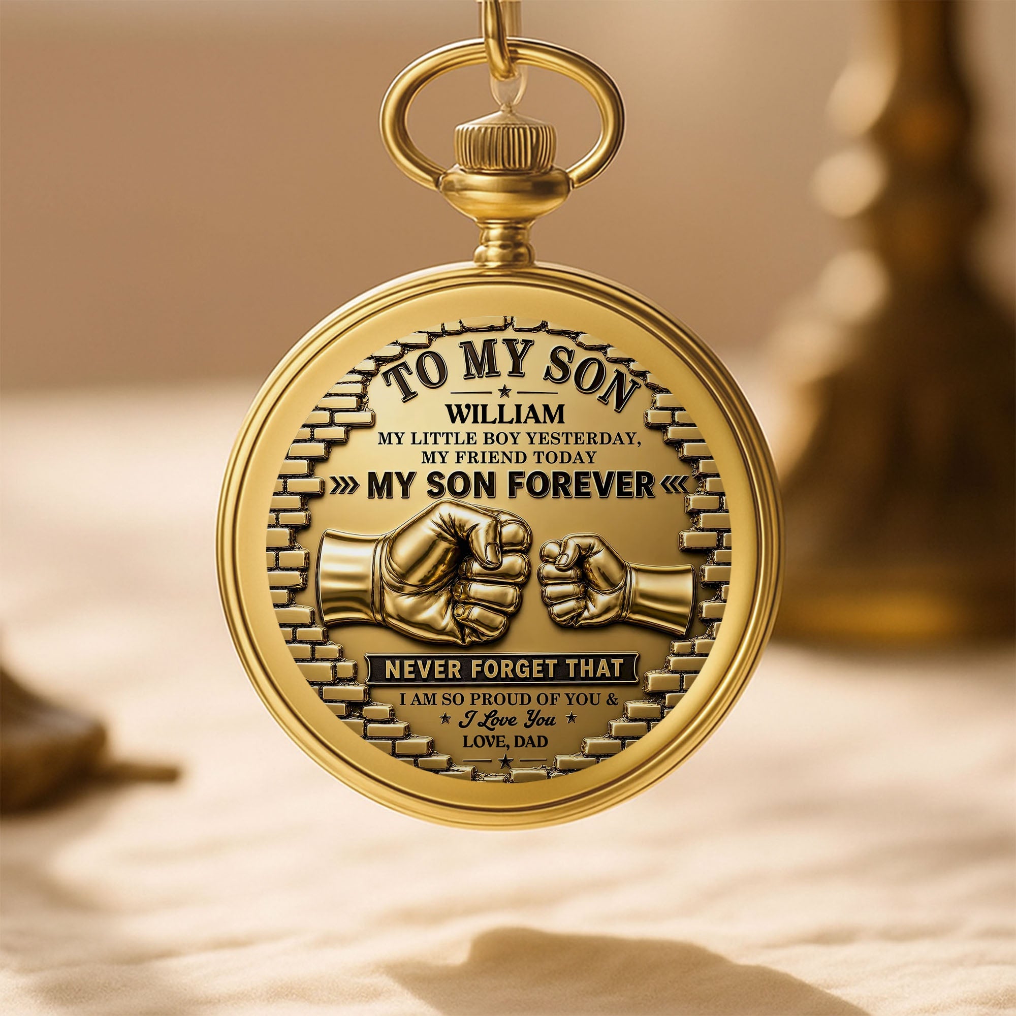 Personalized Gold Pocket Watch Custom Name Gift for Son Pocket Watch GradoCreations