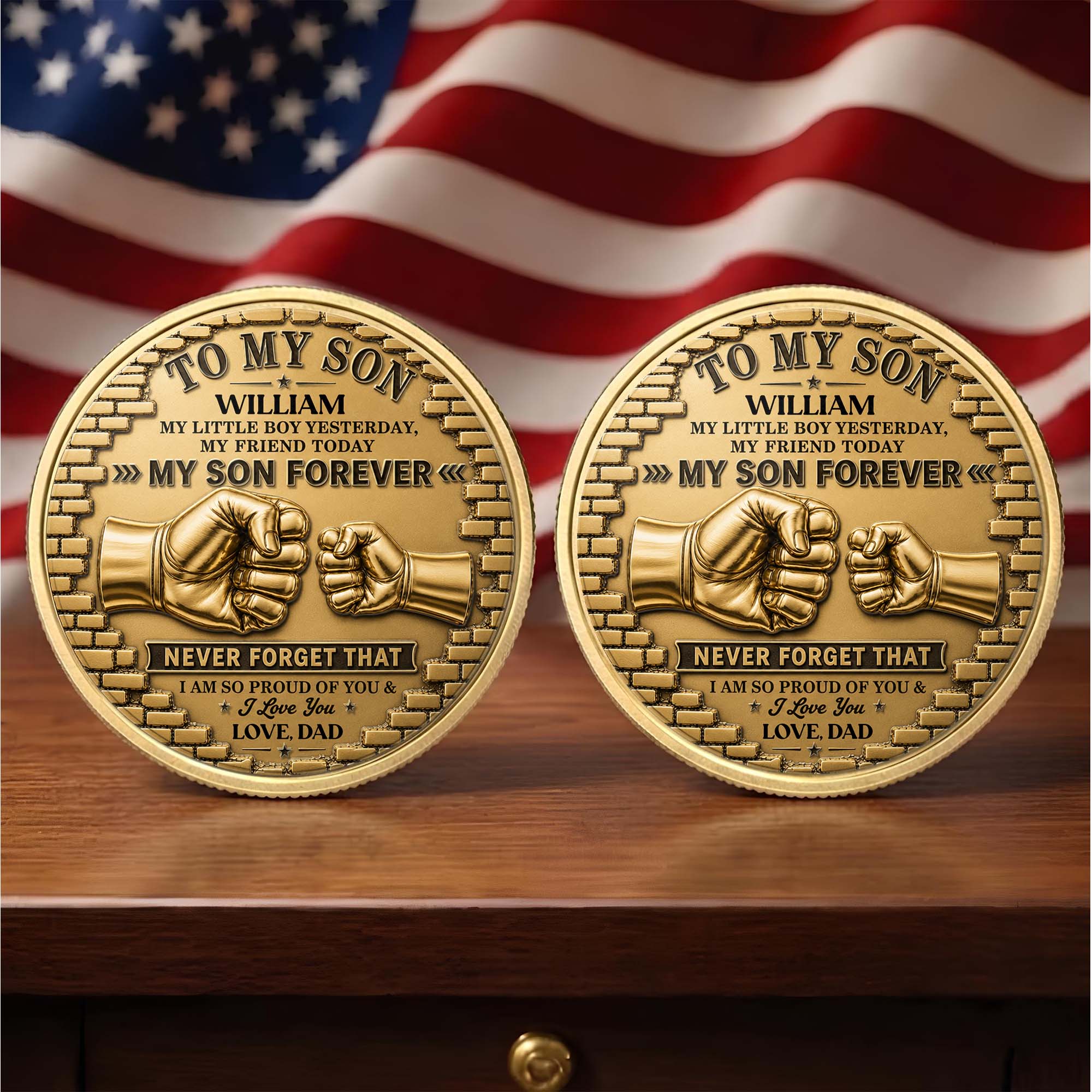 Personalized Commemorative Coin for Son Custom Photo Gift Commemorative Coin GradoCreations