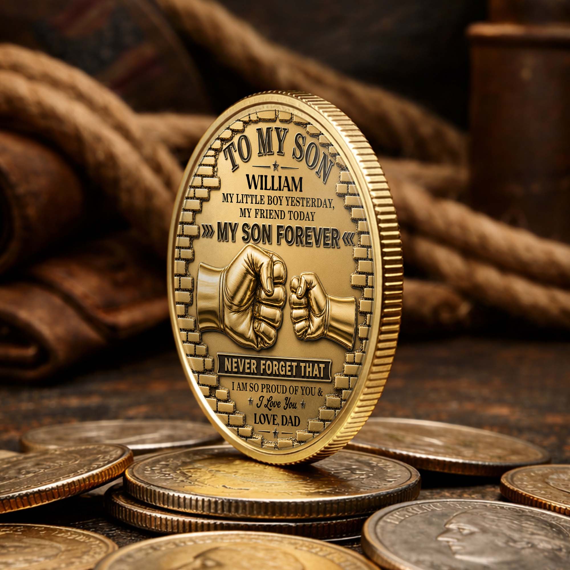 Personalized Commemorative Coin for Son Custom Photo Gift Commemorative Coin GradoCreations