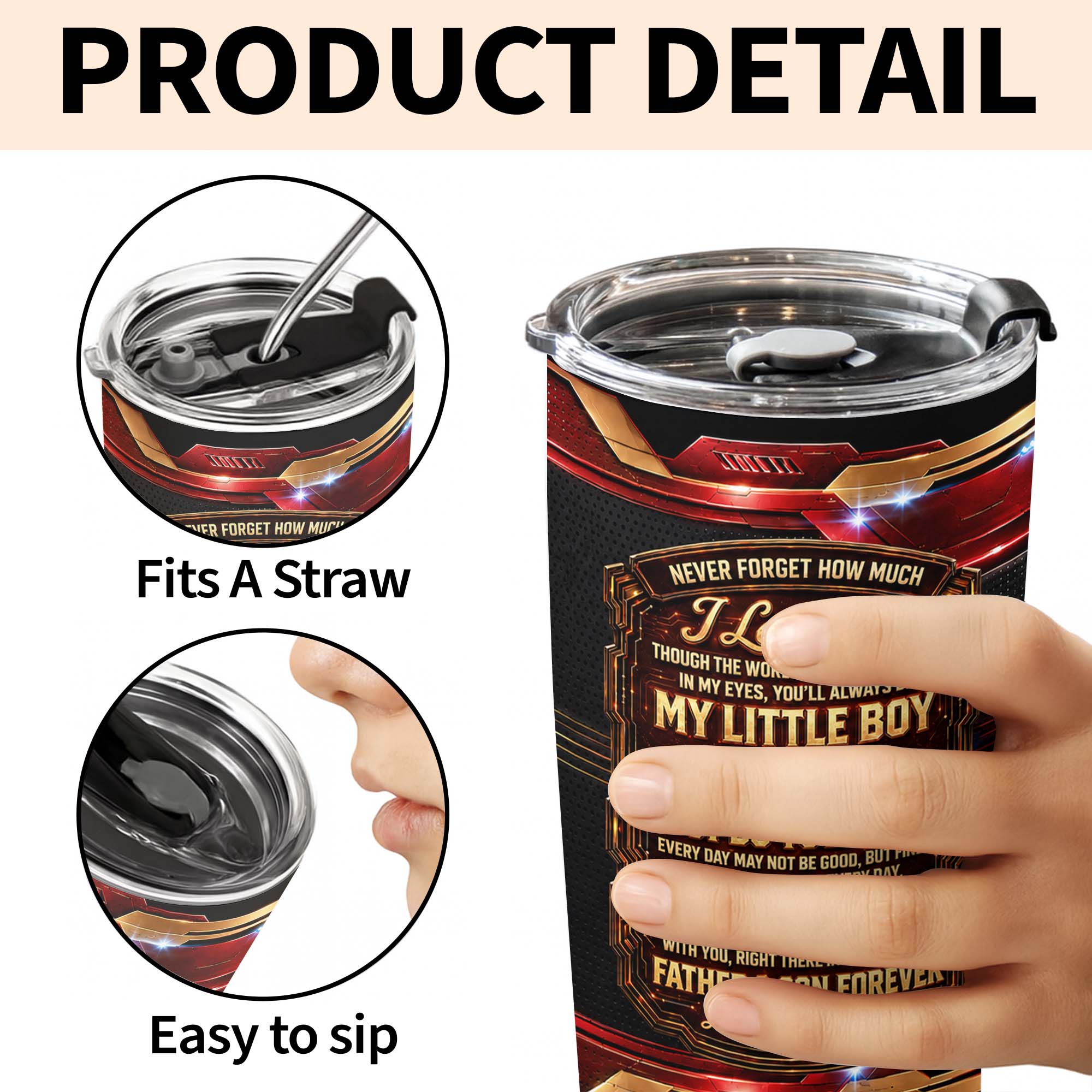Personalized 20oz Stainless Steel Tumbler Gift for Son 20oz Tumbler GradoCreations