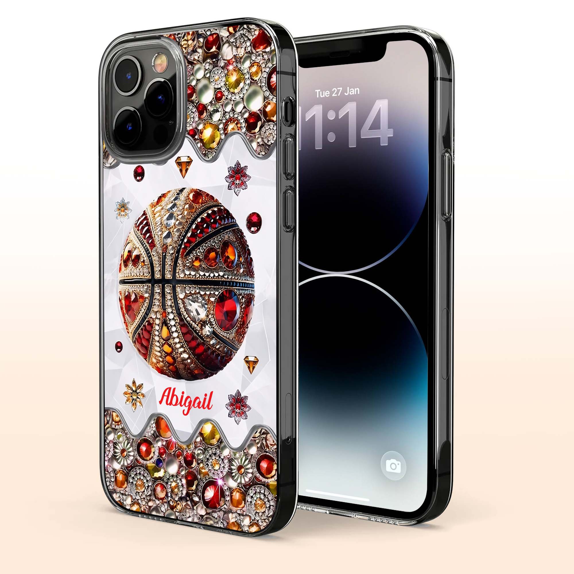 Personalized Clear Basketball Phone Case Custom Name Gift Clear Phone Case GradoCreations