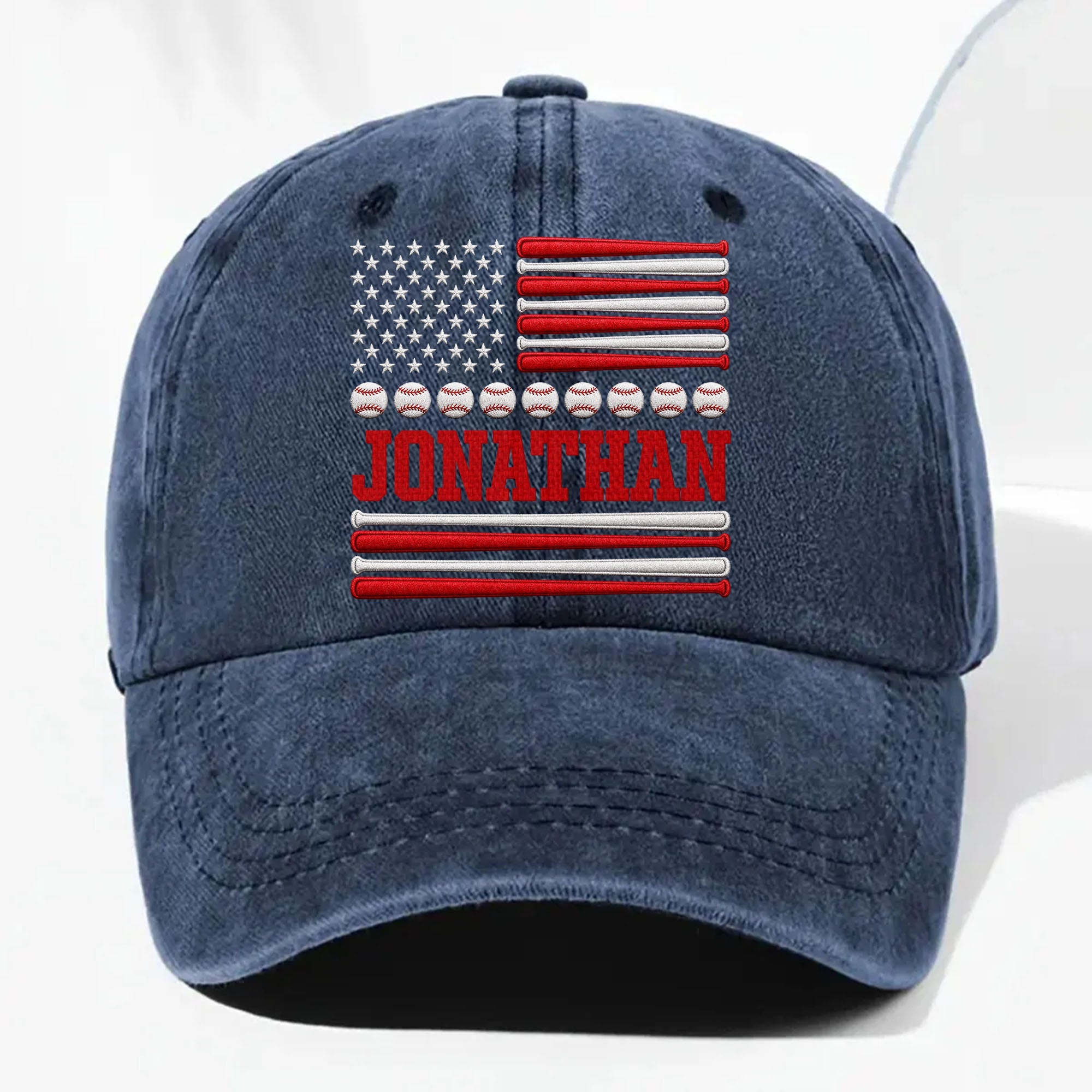 Personalized Washed Denim Cap Custom Name USA Flag Gift for Dad Washed Denim Cap GradoCreations