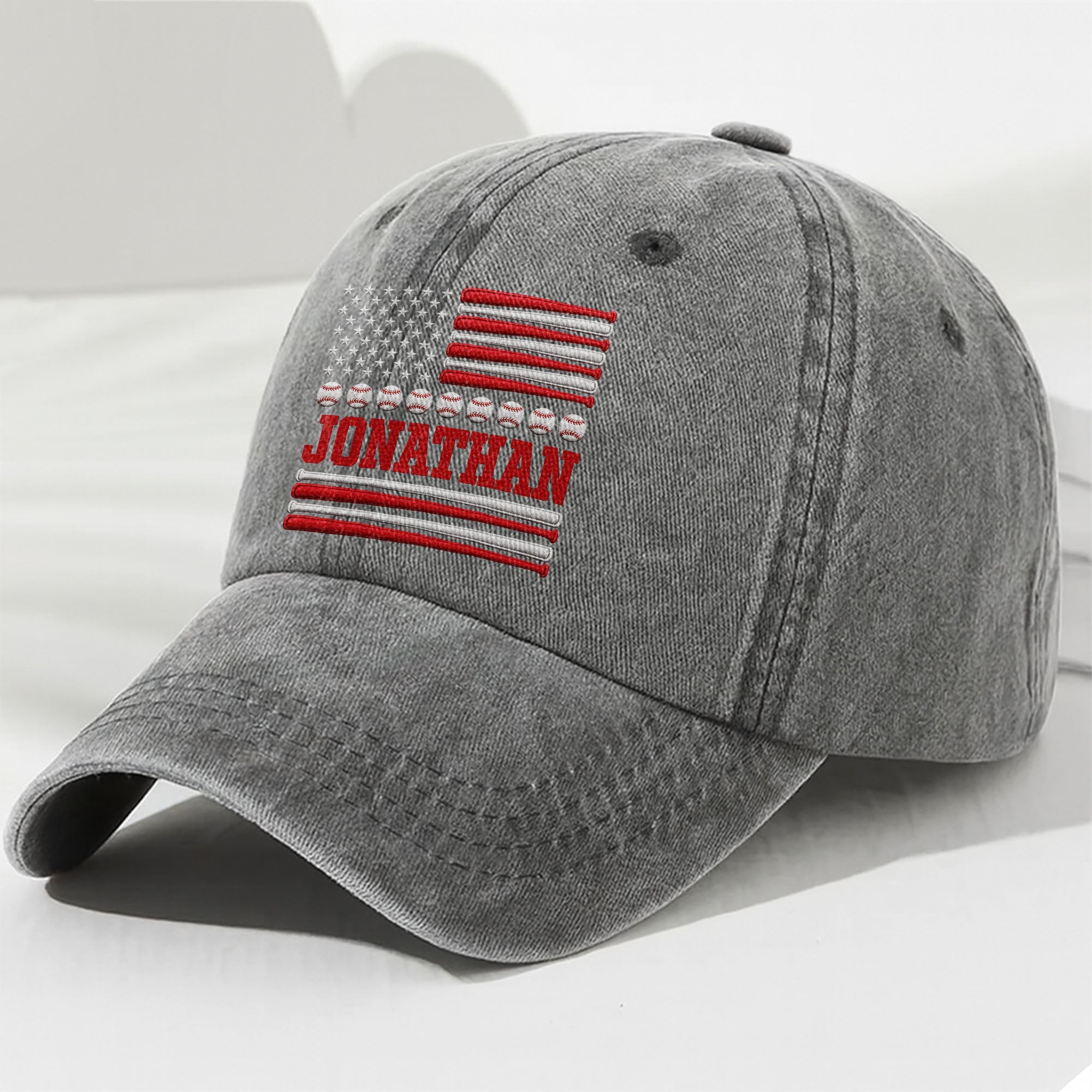 Personalized Washed Denim Cap Custom Name USA Flag Gift for Dad Washed Denim Cap GradoCreations