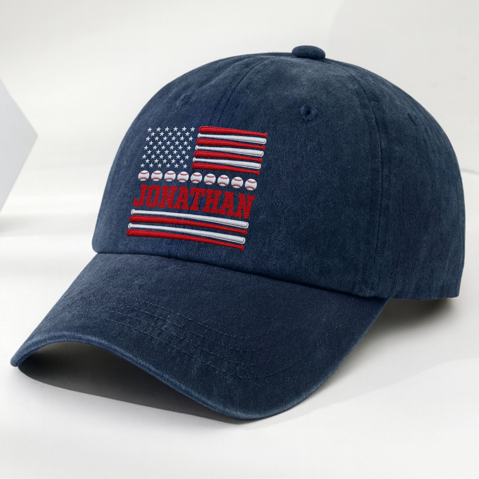 Personalized Washed Denim Cap Custom Name USA Flag Gift for Dad Washed Denim Cap GradoCreations