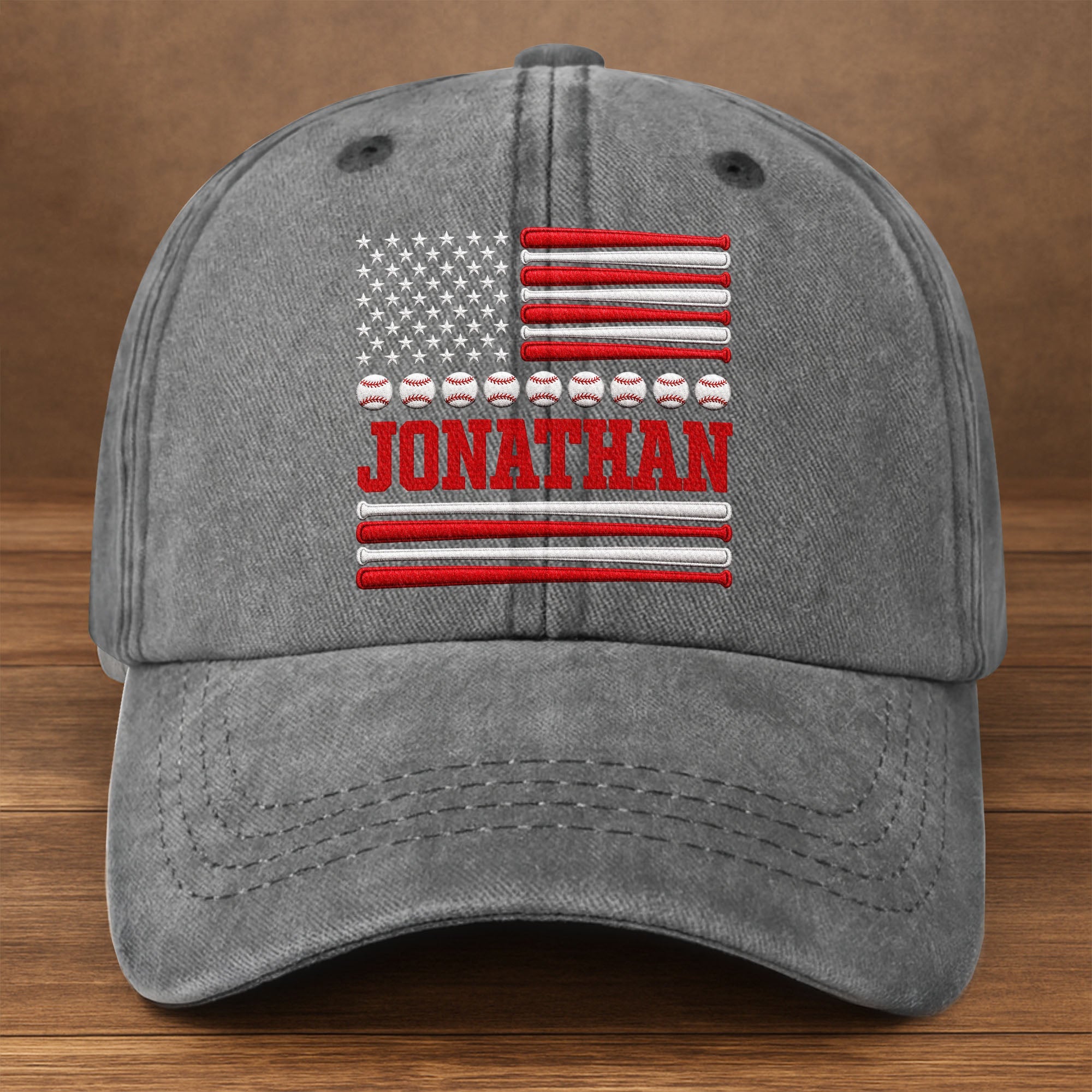 Personalized Washed Denim Cap Custom Name USA Flag Gift for Dad Washed Denim Cap GradoCreations