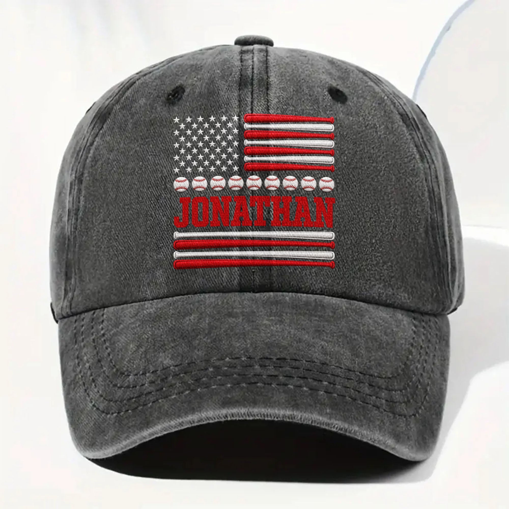 Personalized Washed Denim Cap Custom Name USA Flag Gift for Dad Washed Denim Cap GradoCreations