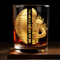 Personalized Custom Whiskey Glass 3D Football Player Gift for Dad Whiskey Glass GradoCreations