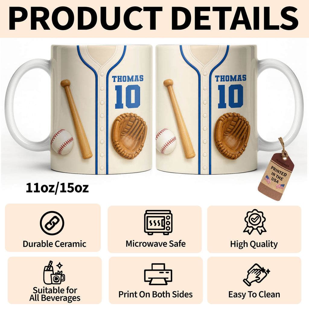 Personalized Edge-to-Edge Baseball Mug Custom Name Gift for Dad Edge-to-edge Mug GradoCreations