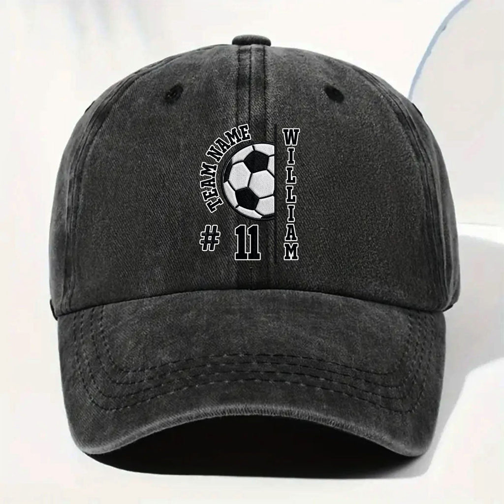 Personalized Washed Denim Cap Custom Name Soccer Gift Washed Denim Cap GradoCreations