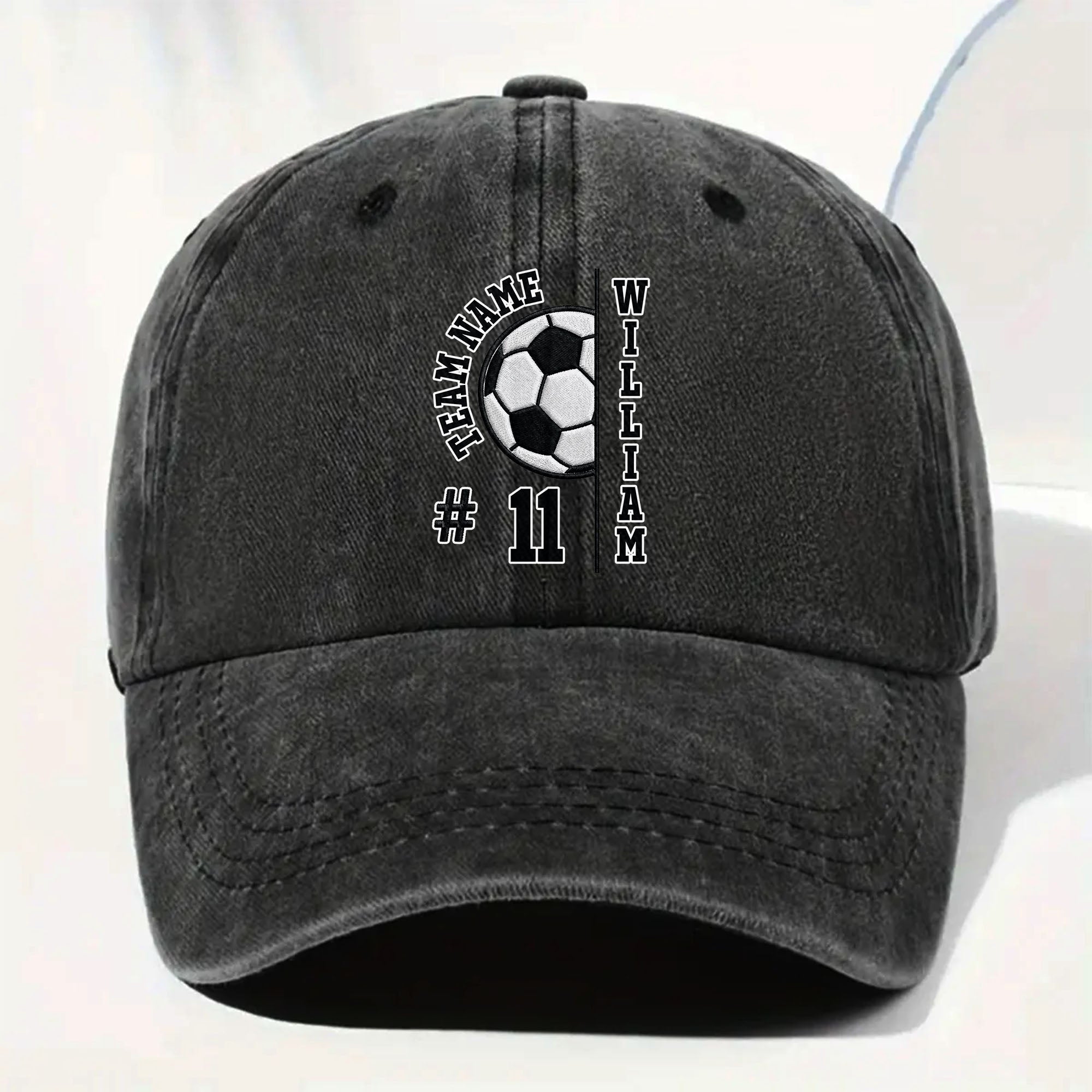 Personalized Washed Denim Cap Custom Name Soccer Gift Washed Denim Cap GradoCreations