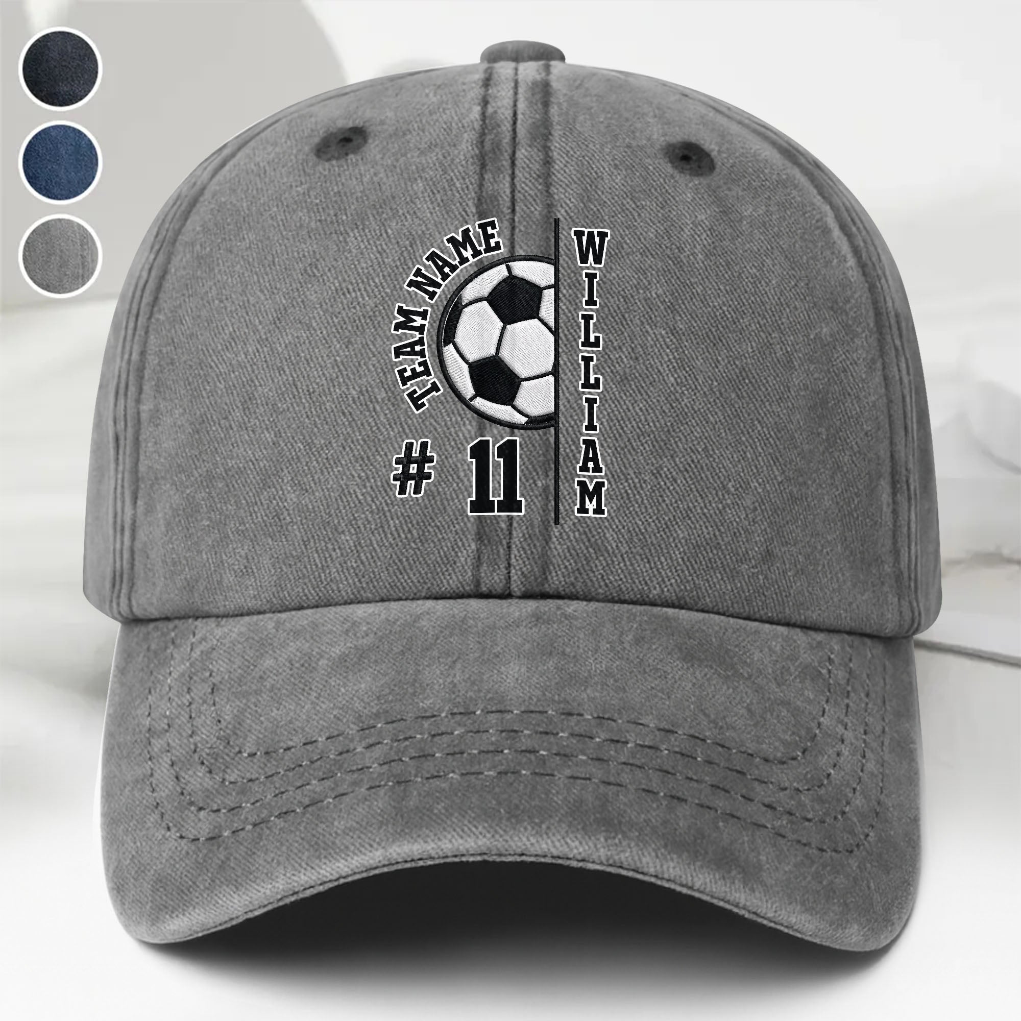 Personalized Washed Denim Cap Custom Name Soccer Gift Washed Denim Cap GradoCreations