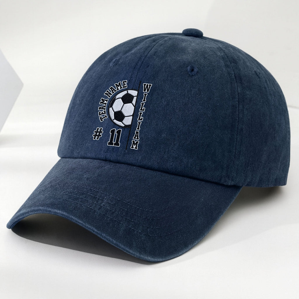 Personalized Washed Denim Cap Custom Name Soccer Gift Washed Denim Cap GradoCreations