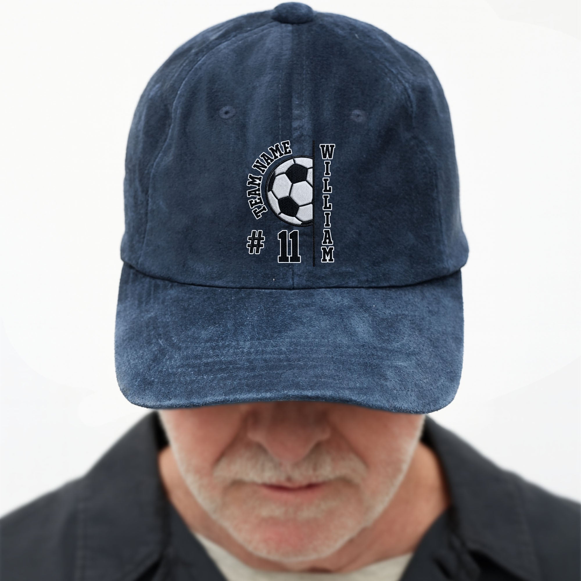 Personalized Washed Denim Cap Custom Name Soccer Gift Washed Denim Cap GradoCreations