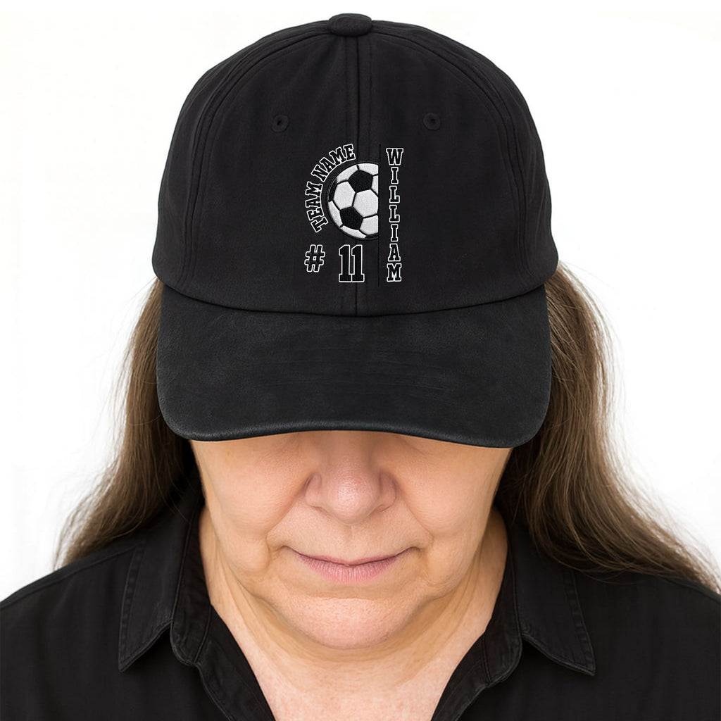 Personalized Washed Denim Cap Custom Name Soccer Gift Washed Denim Cap GradoCreations