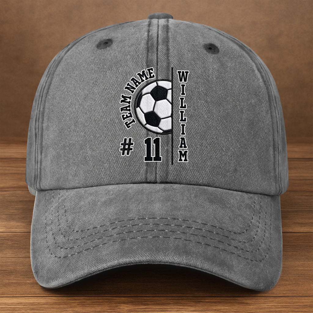 Personalized Washed Denim Cap Custom Name Soccer Gift Washed Denim Cap GradoCreations