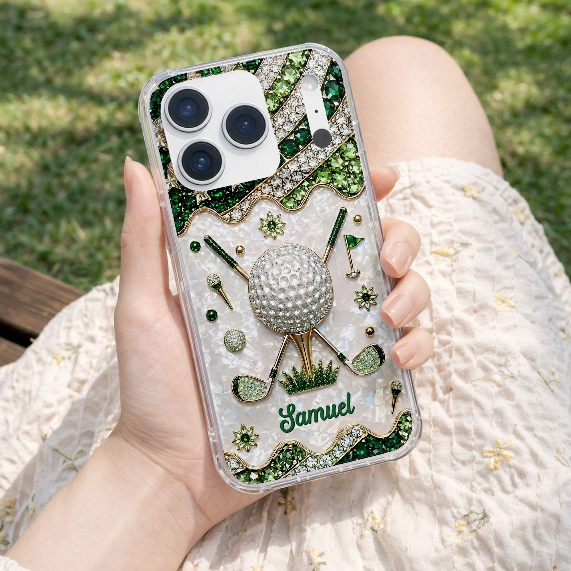 Personalized Clear Phone Case for Golf Lovers Custom Name Gift Clear Phone Case GradoCreations