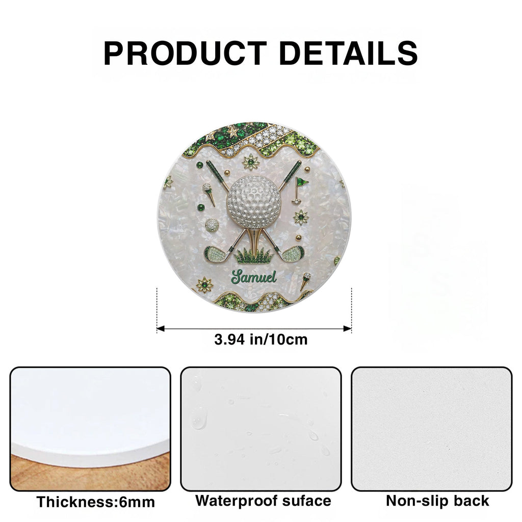 Personalized Golf Coaster Custom Name Ceramic Gift for Dad Ceramic Coaster GradoCreations