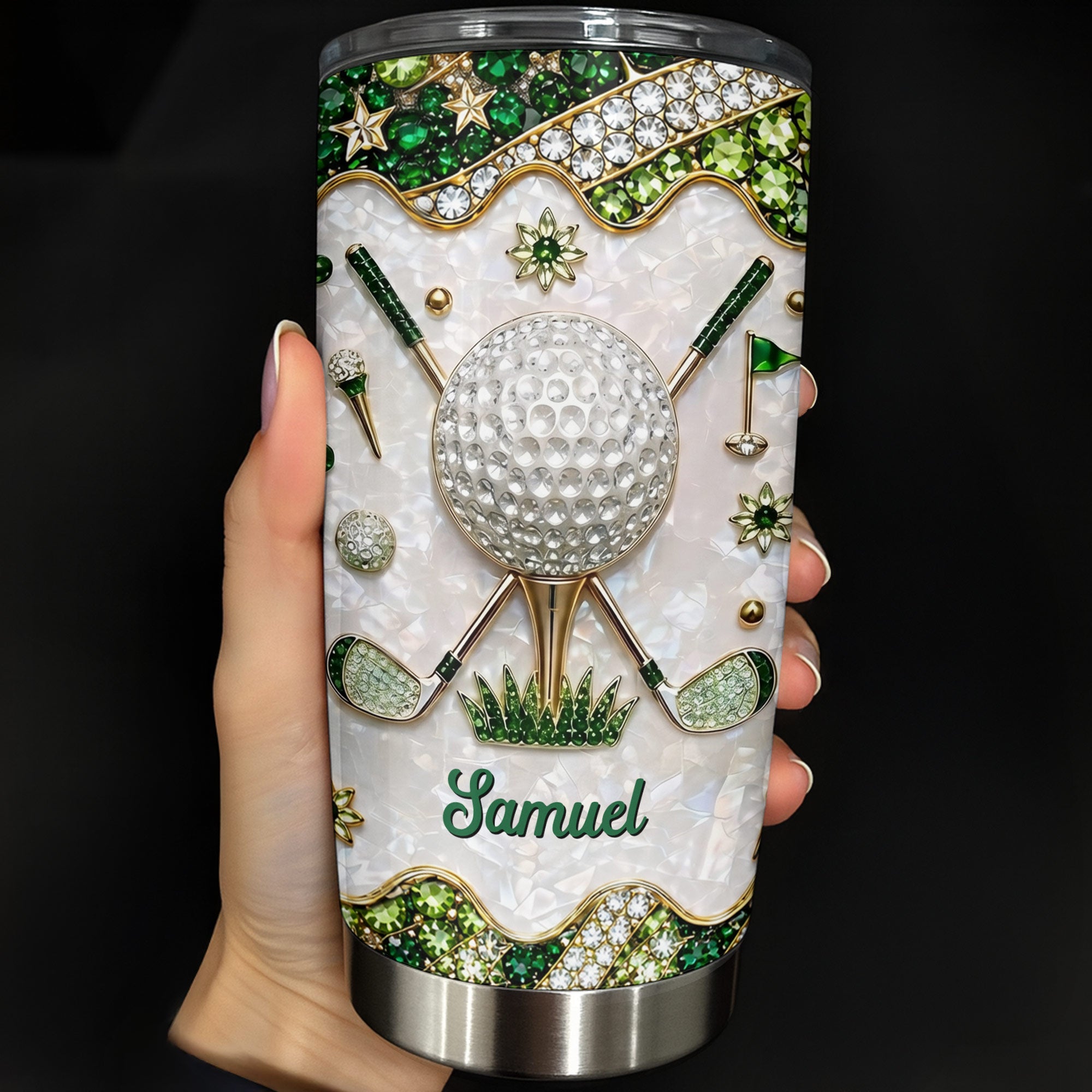 Personalized Stainless Steel Tumbler for Golf Lovers Custom Name 20oz Gift 20oz Tumbler GradoCreations