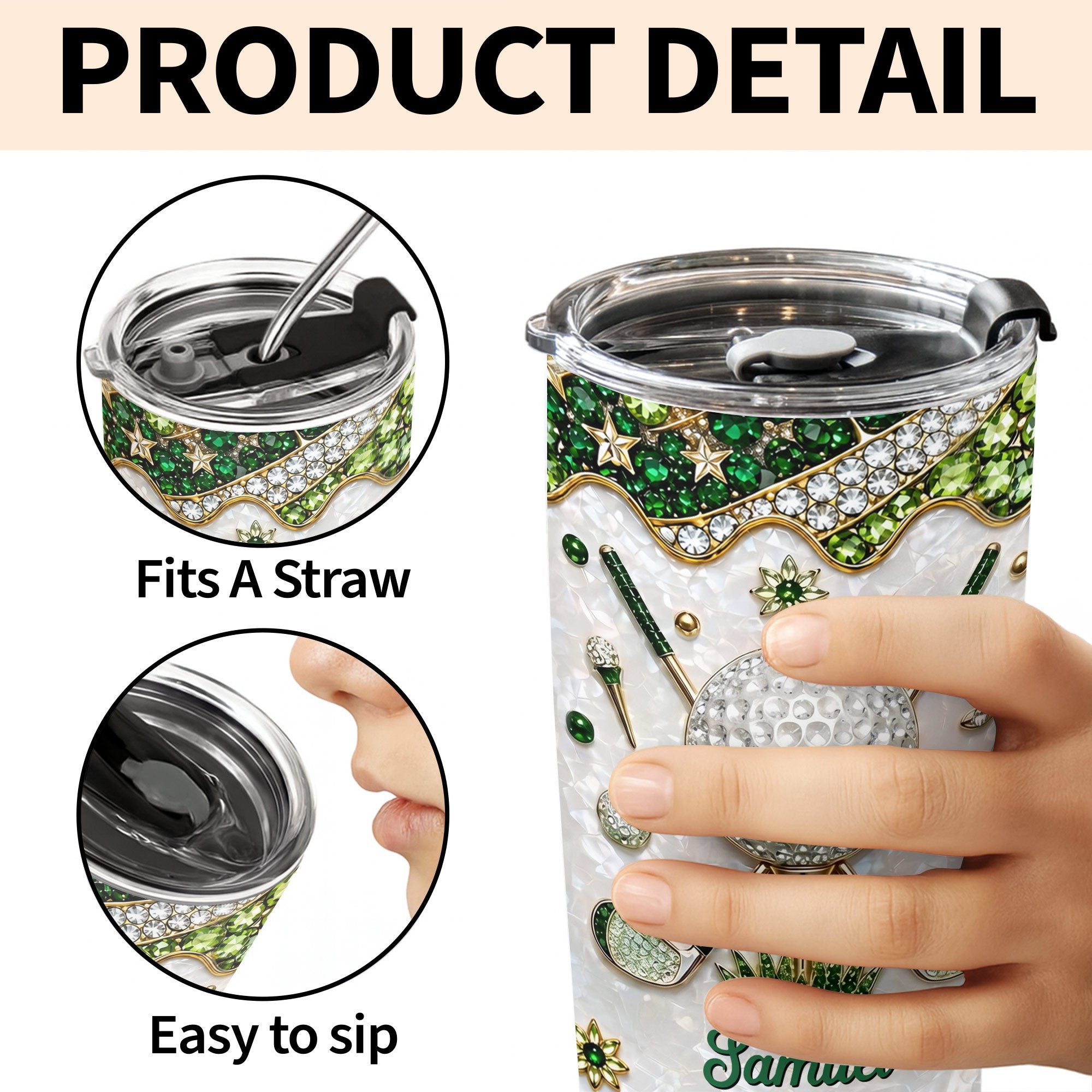 Personalized Stainless Steel Tumbler for Golf Lovers Custom Name 20oz Gift 20oz Tumbler GradoCreations