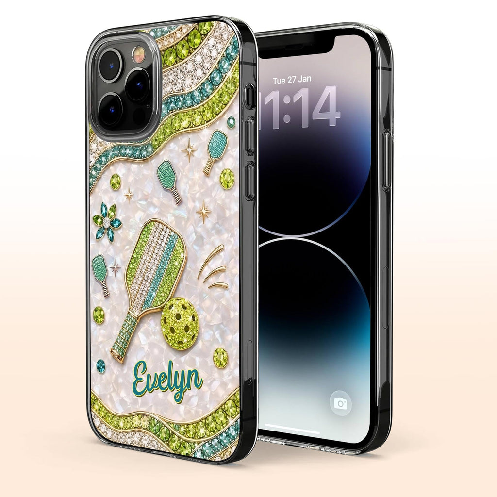 Personalized Clear Phone Case for Pickleball Lovers - Custom Name Gift Clear Phone Case GradoCreations