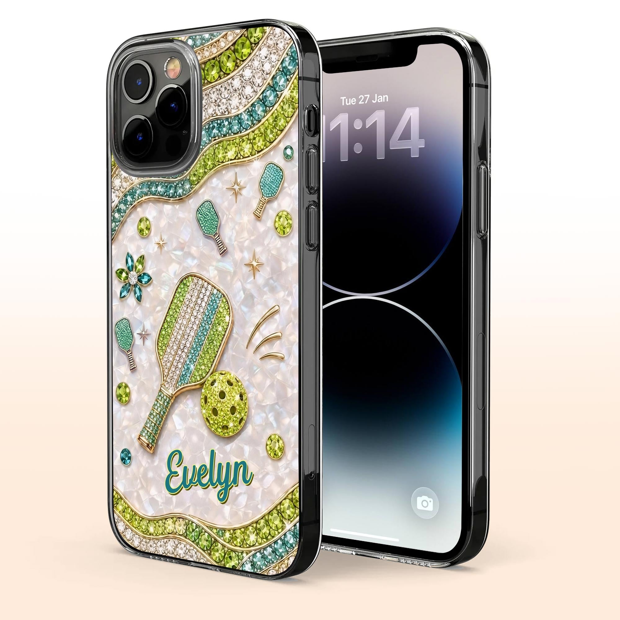 Personalized Clear Phone Case for Pickleball Lovers - Custom Name Gift Clear Phone Case GradoCreations