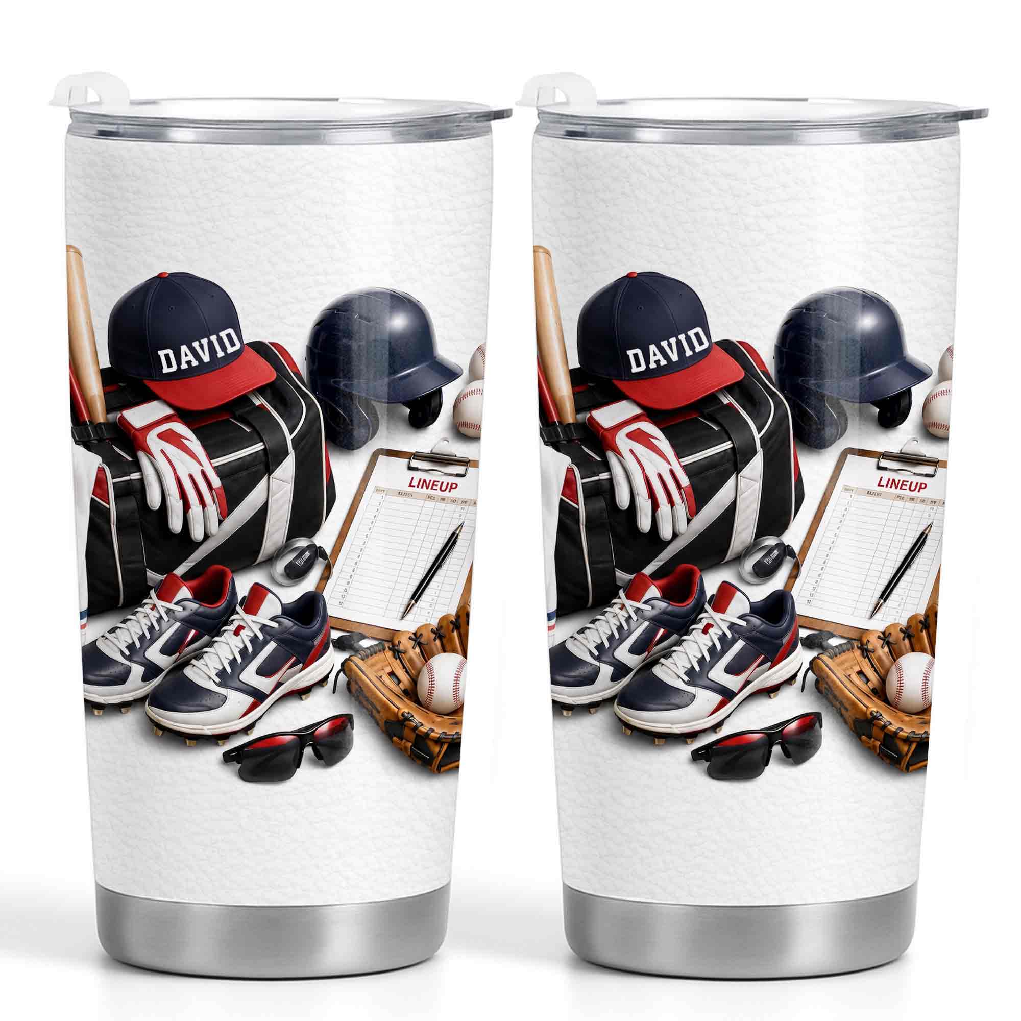 Personalized Stainless Steel Tumbler Custom Name Gift for Baseball Lovers Tumbler GradoCreations