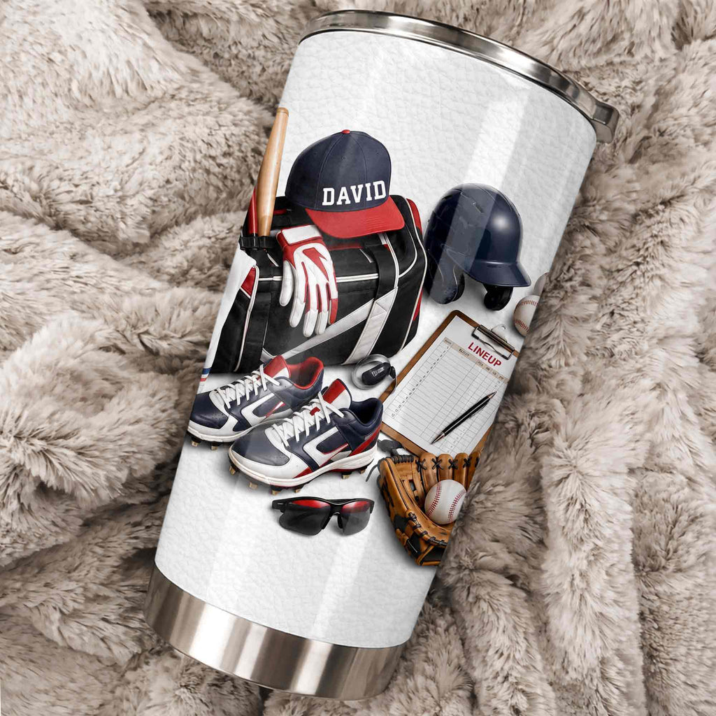 Personalized Stainless Steel Tumbler Custom Name Gift for Baseball Lovers Tumbler GradoCreations