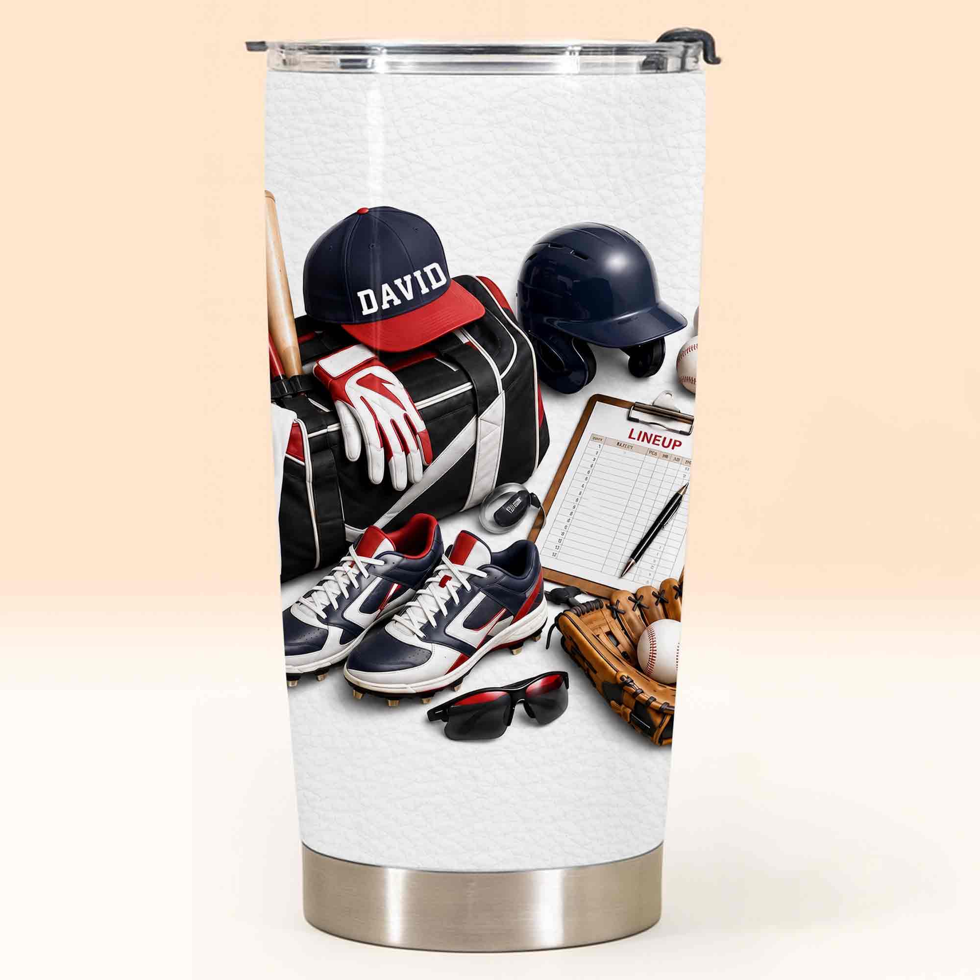 Personalized Stainless Steel Tumbler Custom Name Gift for Baseball Lovers Tumbler GradoCreations