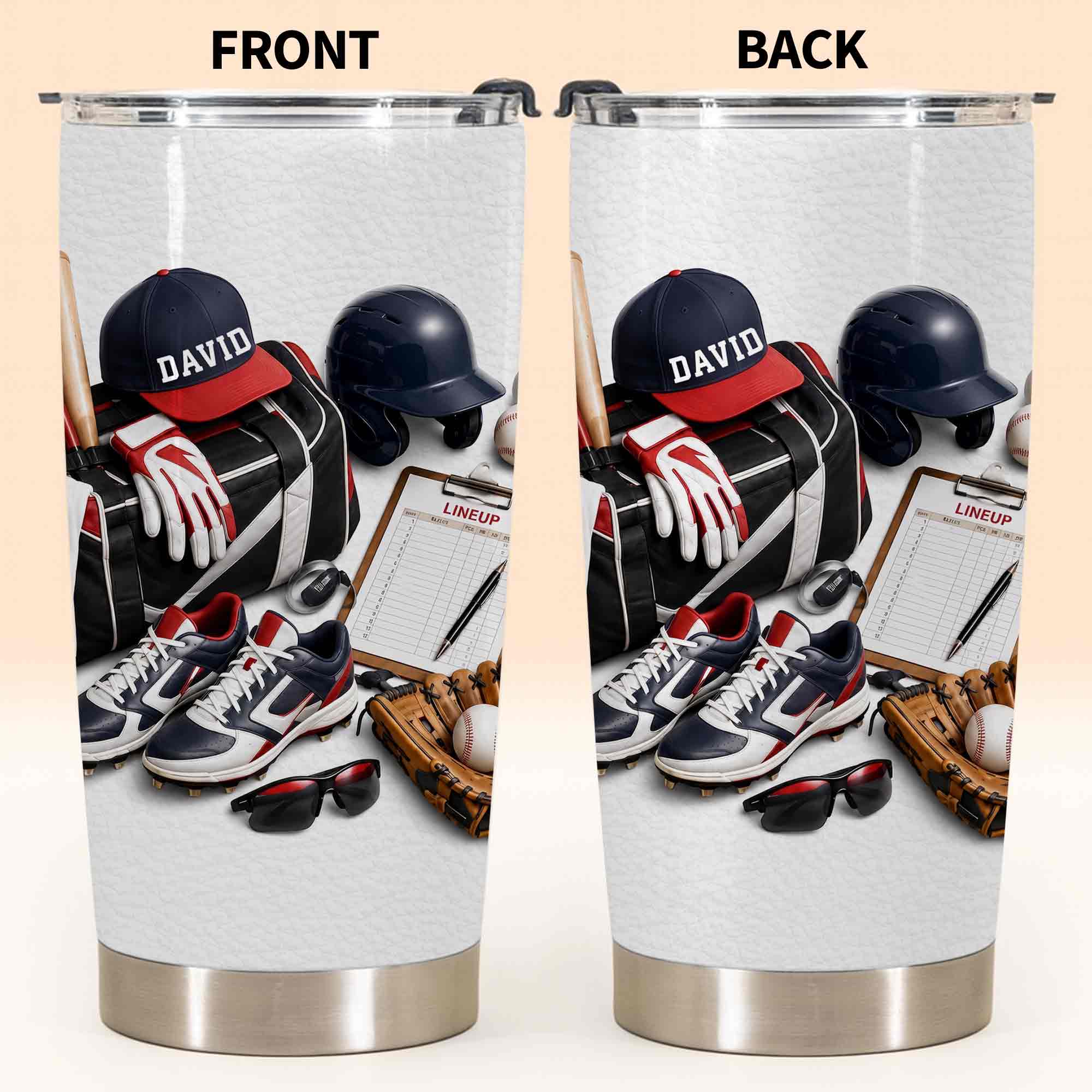 Personalized Stainless Steel Tumbler Custom Name Gift for Baseball Lovers Tumbler GradoCreations