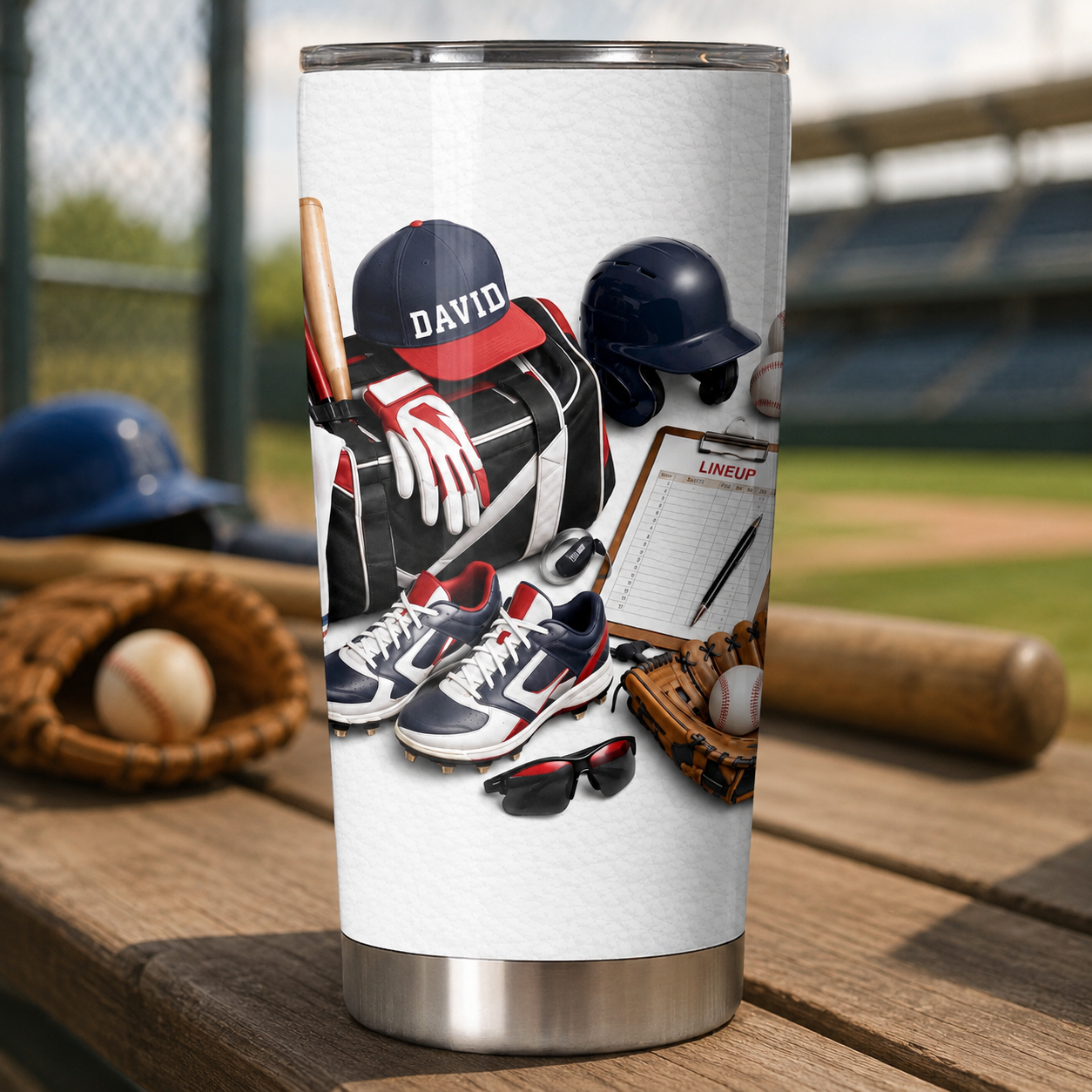 Personalized Stainless Steel Tumbler Custom Name Gift for Baseball Lovers Tumbler GradoCreations